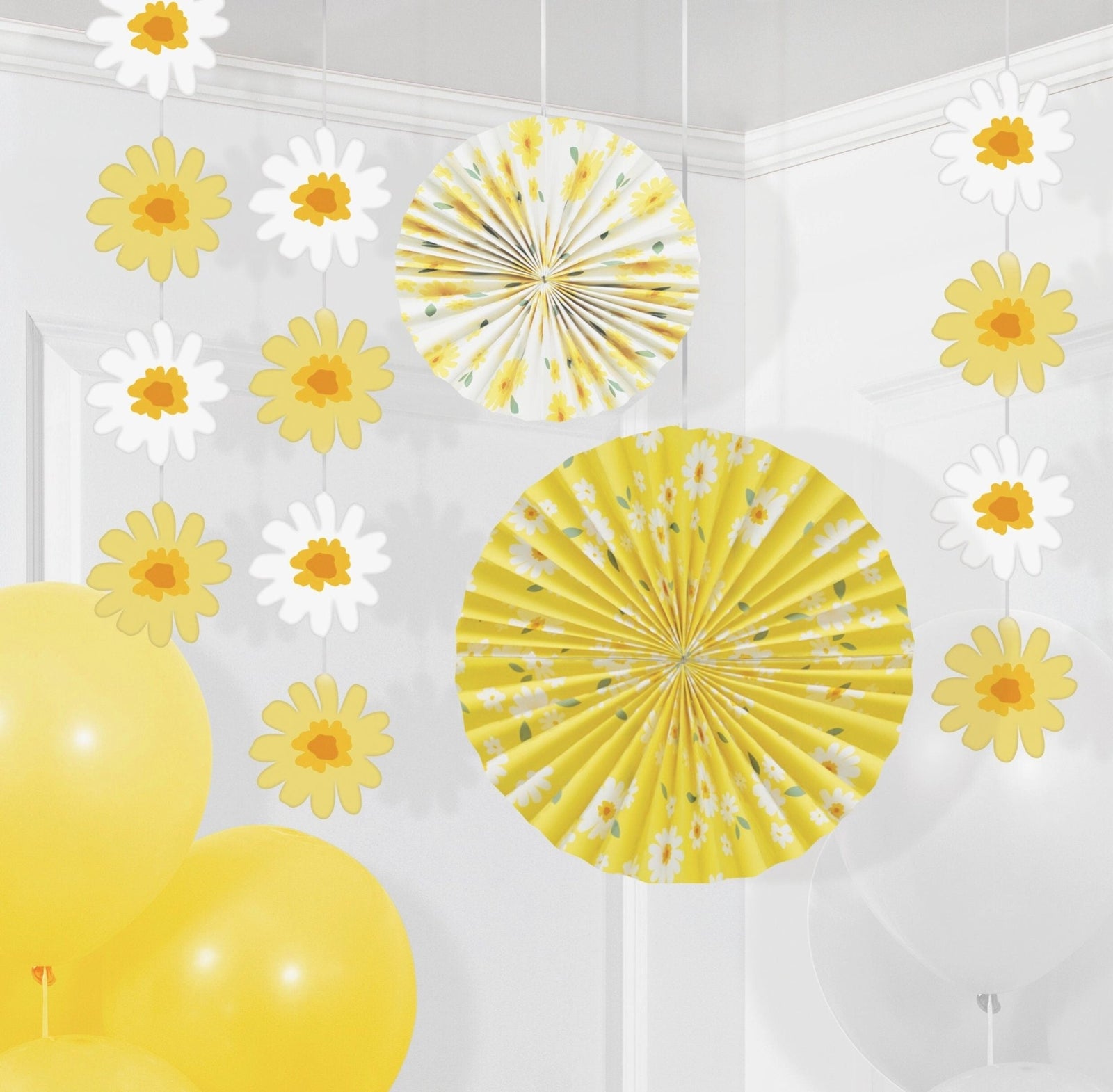 Daisy Paper Fans & Hanging Decorations - Stesha Party