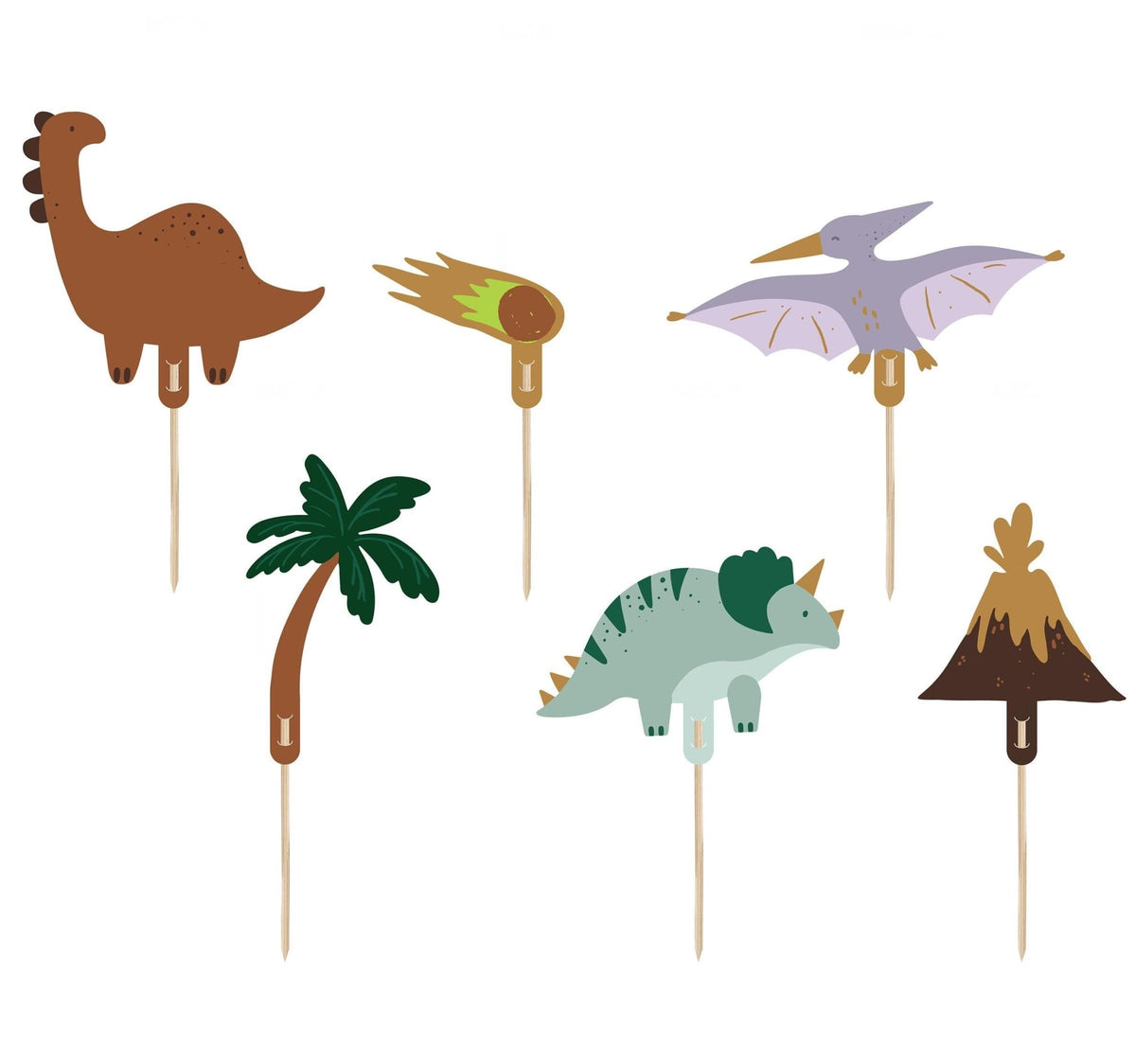 Dinosaur Cake Toppers 6ct - Stesha Party