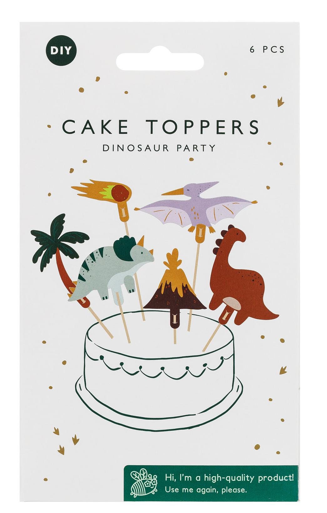 Dinosaur Cake Toppers 6ct - Stesha Party