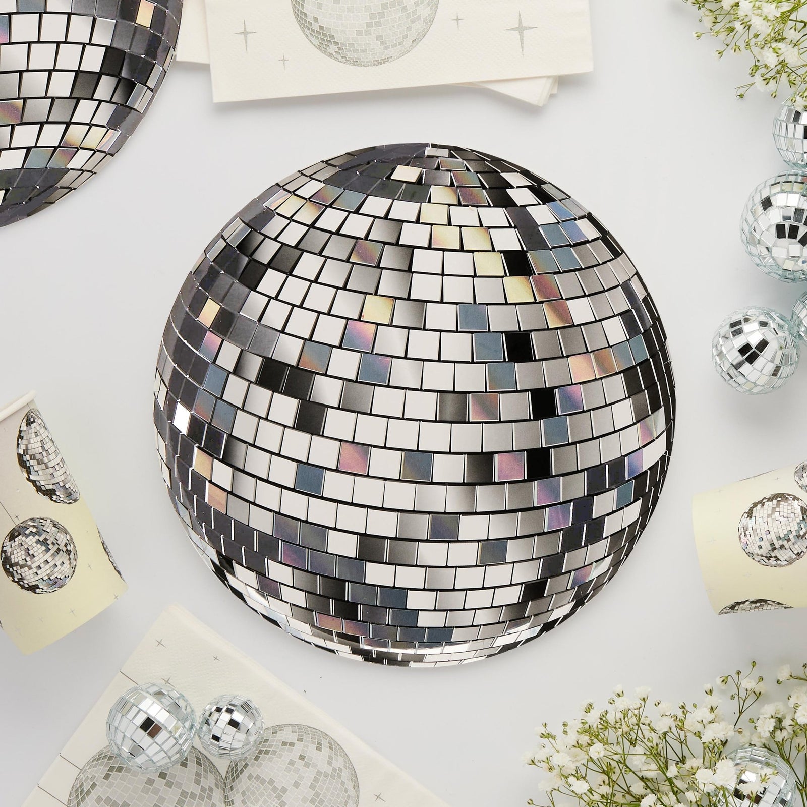 Disco Ball Foil Paper Plates 8ct - Stesha Party