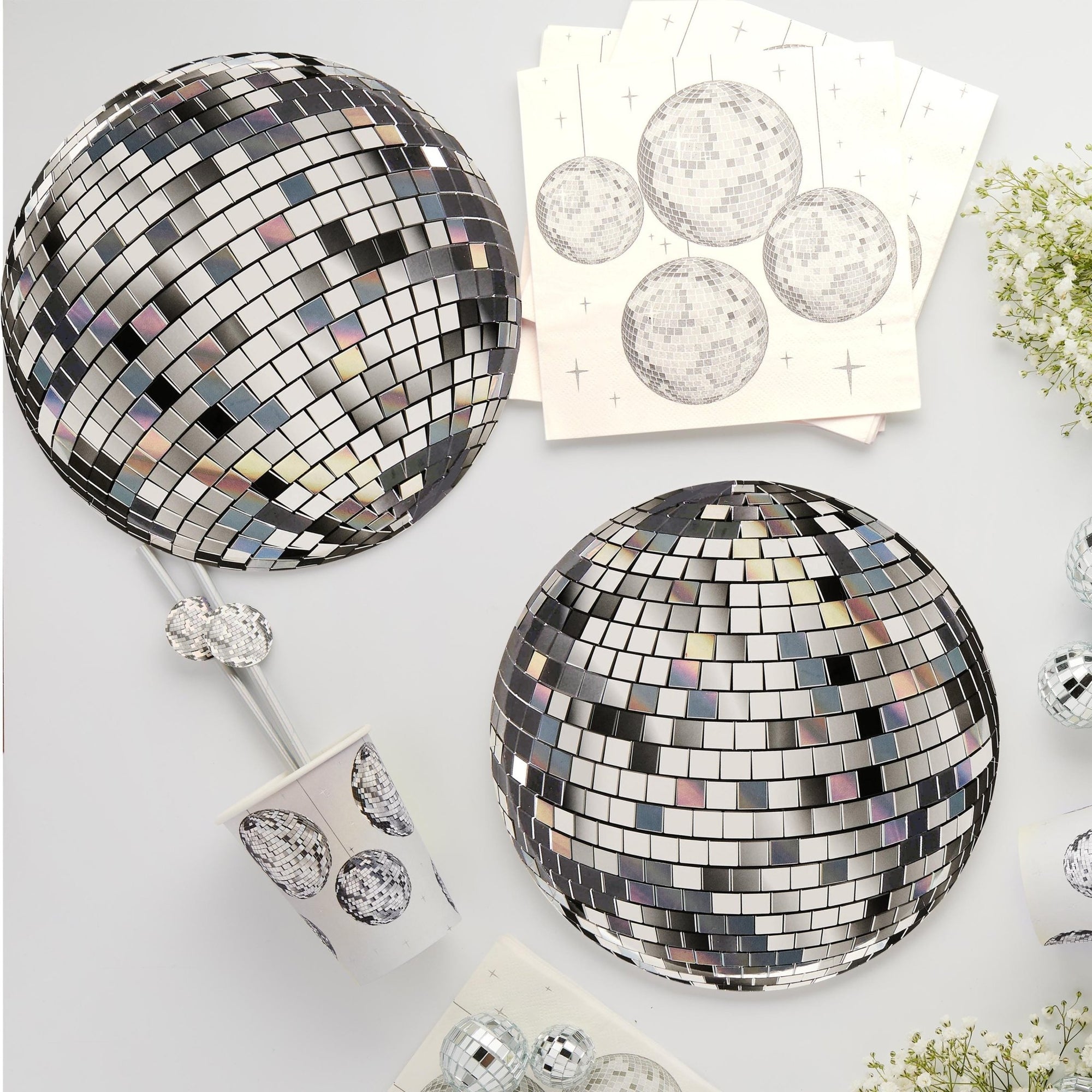 Disco Ball Foil Paper Plates 8ct - Stesha Party