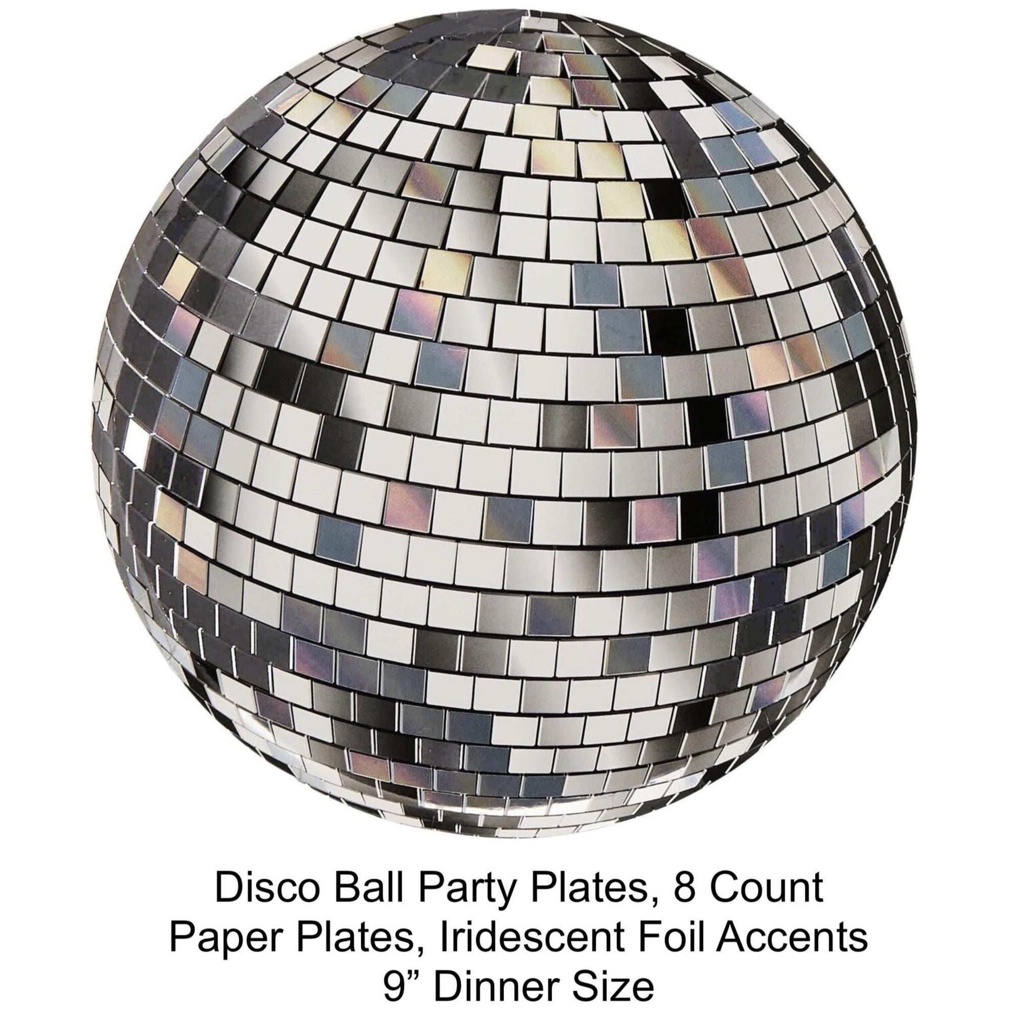 Disco Ball Foil Paper Plates 8ct - Stesha Party