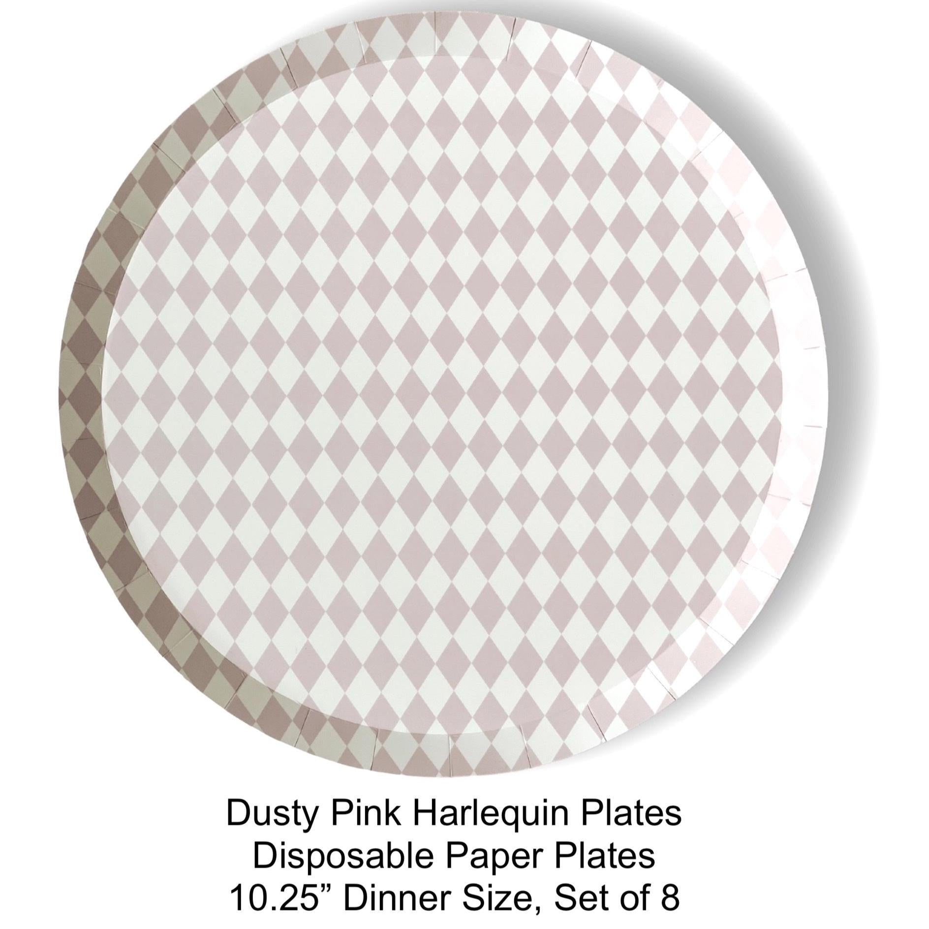 Dusty Pink Harlequin Paper Plates - Stesha Party