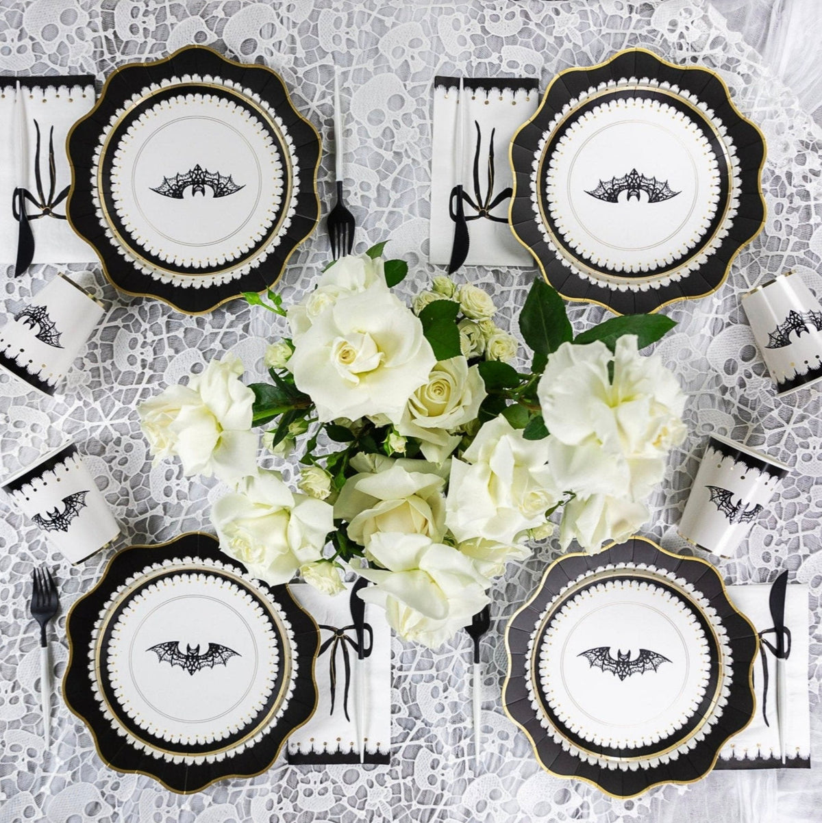 Elegant Black Bow Napkins - Stesha Party