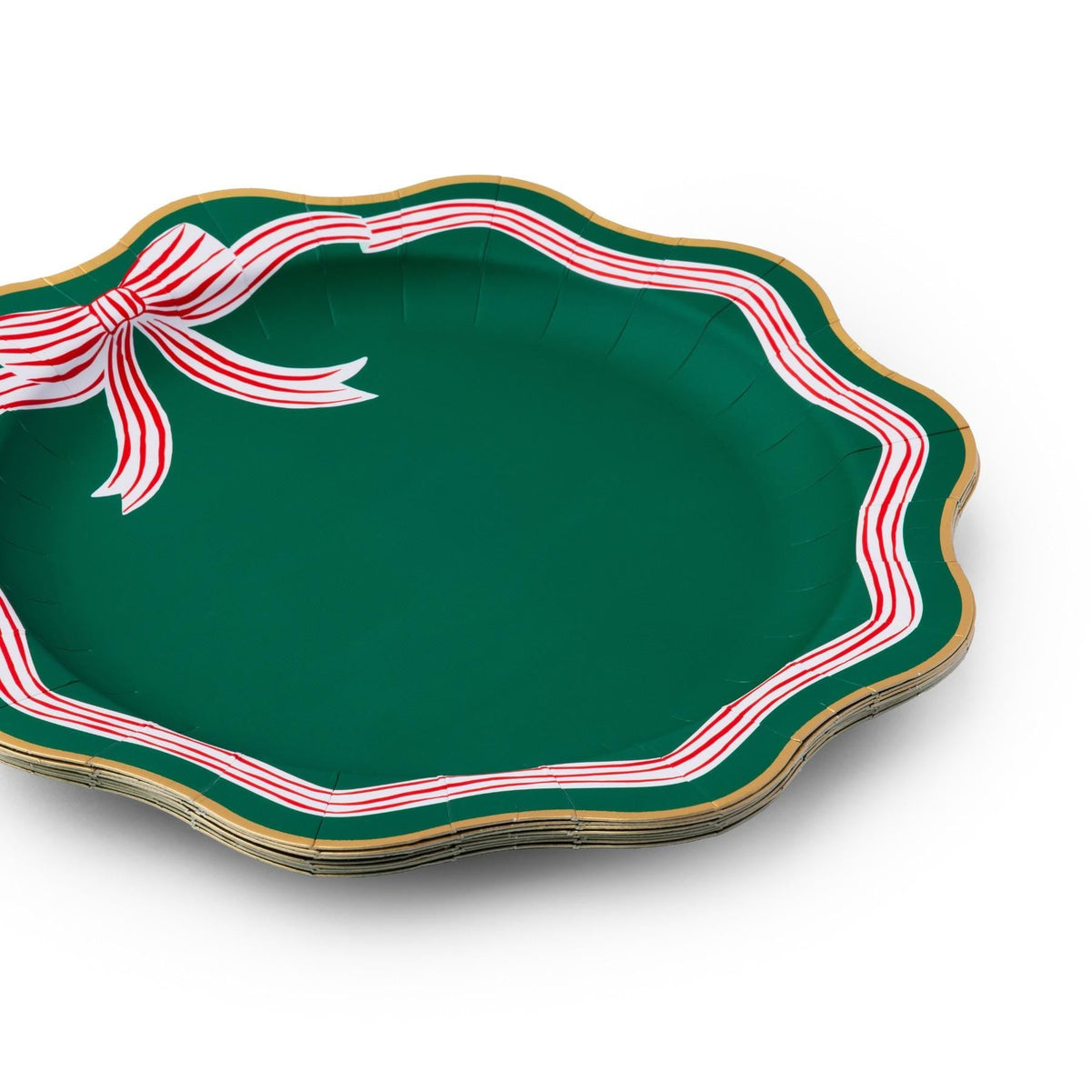 Elegant Green Peppermint Bow Dinner Plates 8ct - Stesha Party