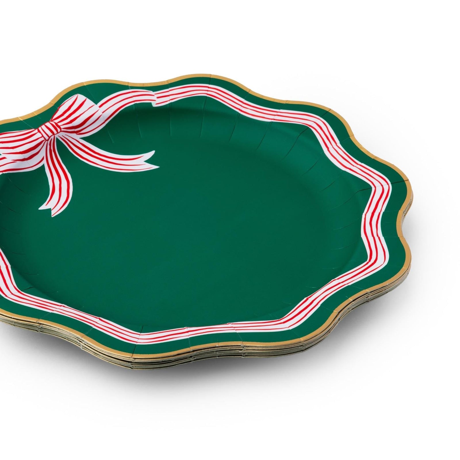 Elegant Green Peppermint Bow Dinner Plates 8ct - Stesha Party