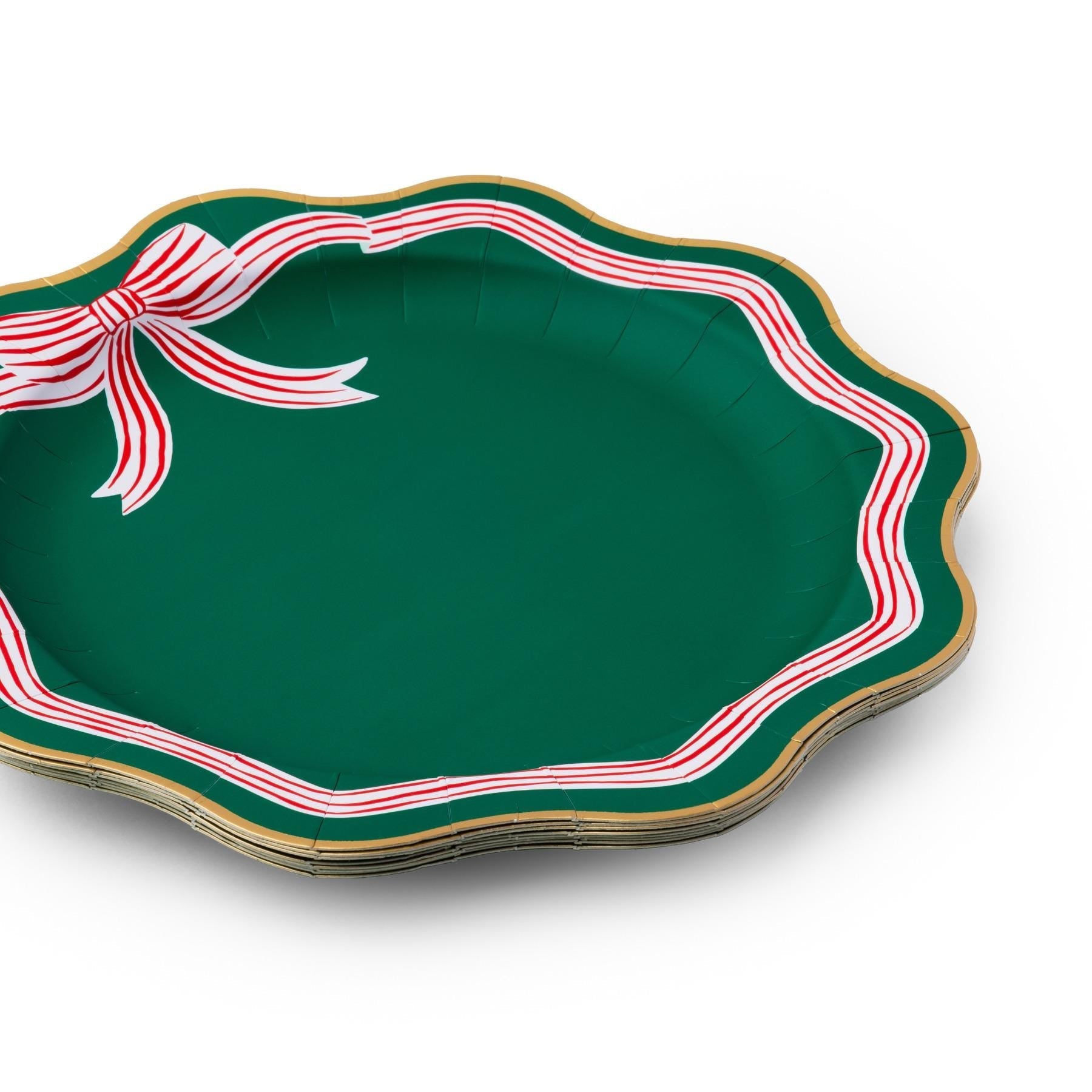 Elegant Green Peppermint Bow Dinner Plates 8ct - Stesha Party