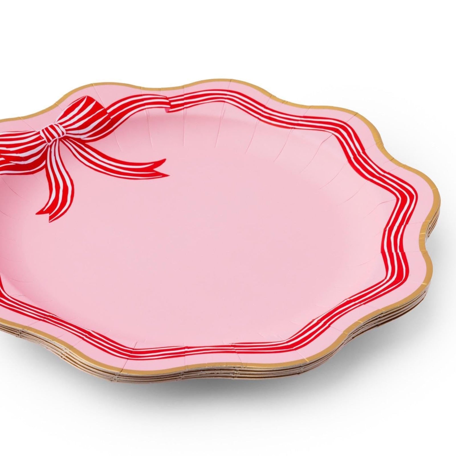Elegant Pink Bow Dinner Plates 8ct - Stesha Party