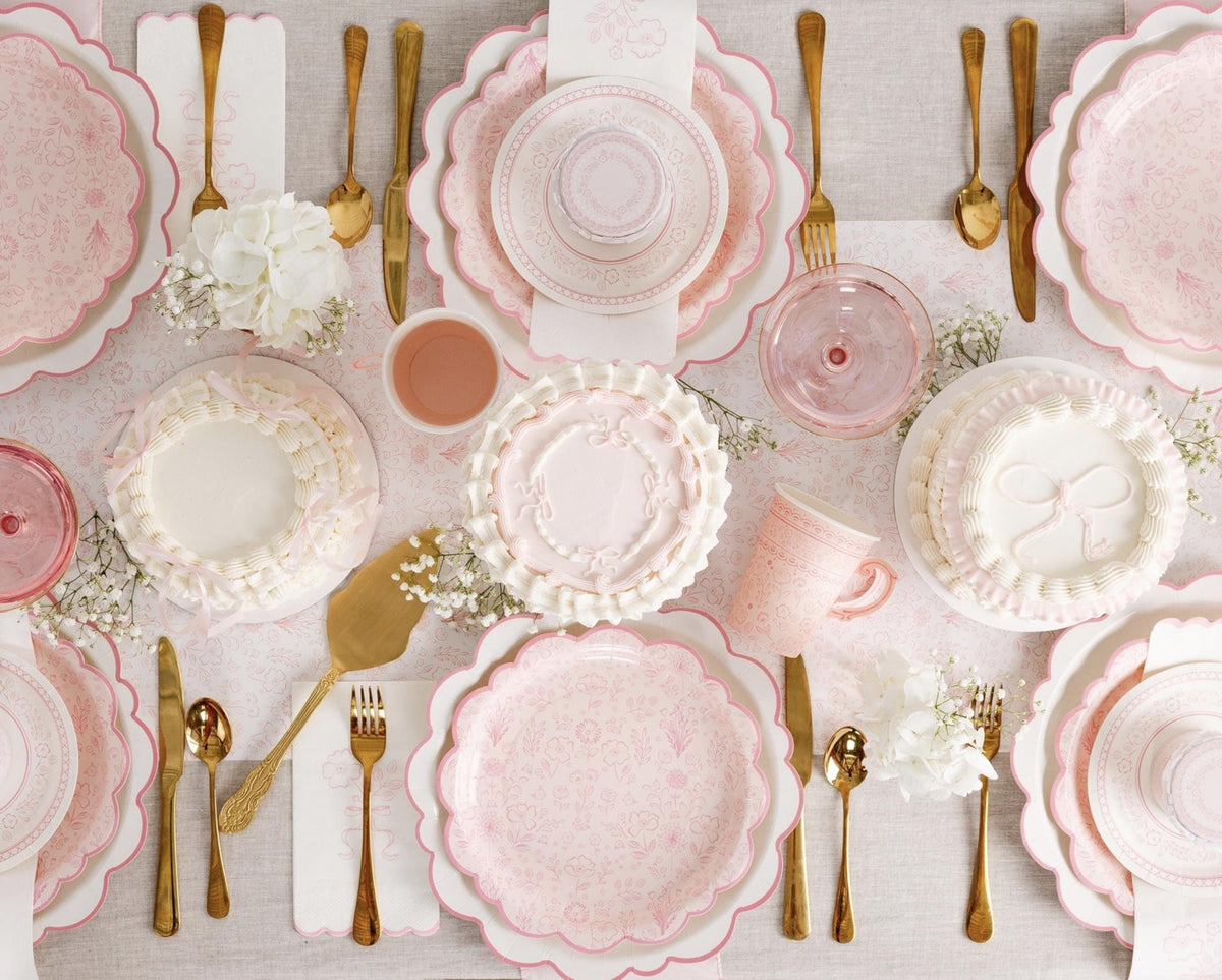 Elegant Pink & White 12" Charger Plates 8ct - Stesha Party