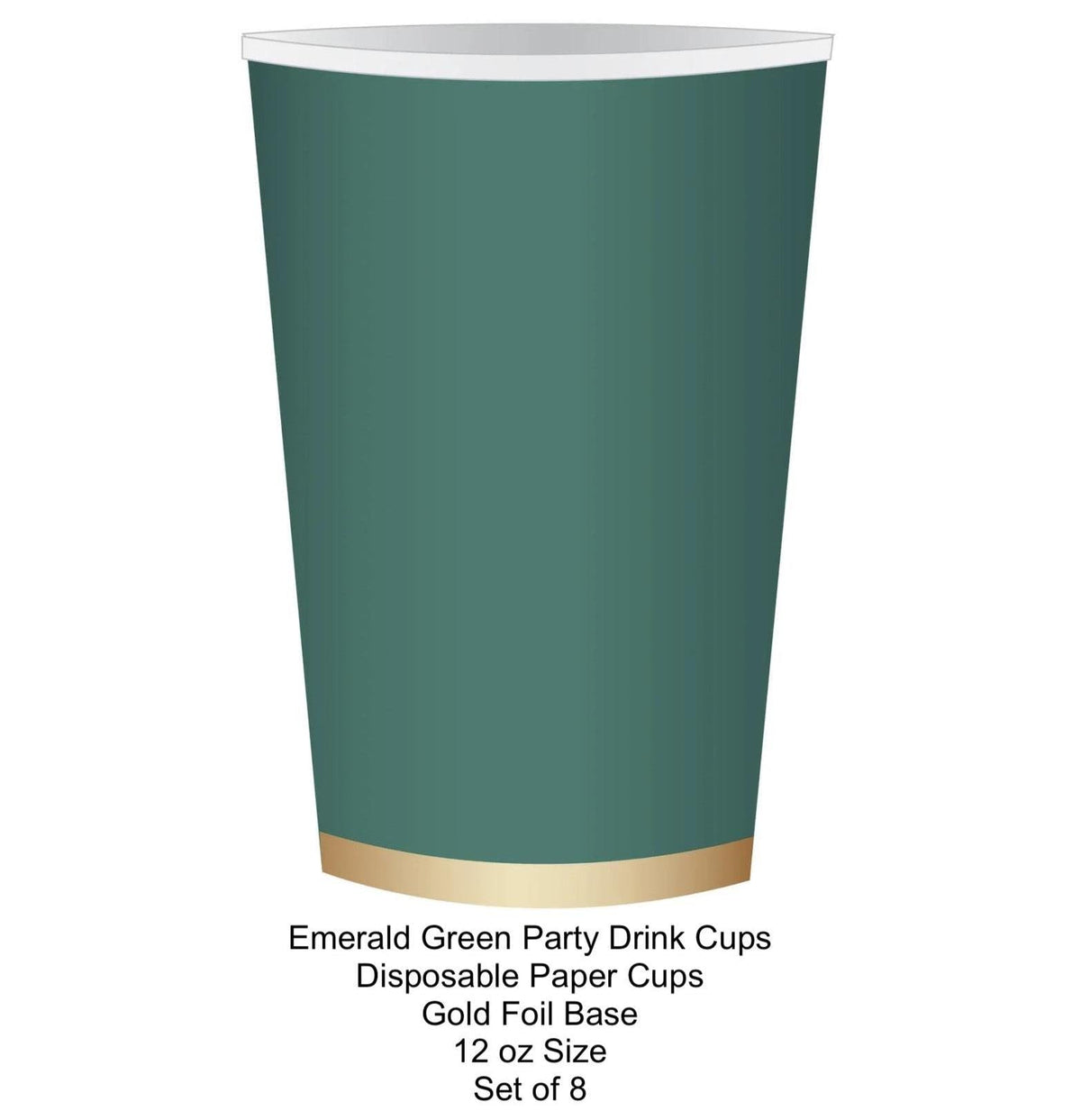 Emerald Green Paper Drink Cups 8ct - Stesha Party