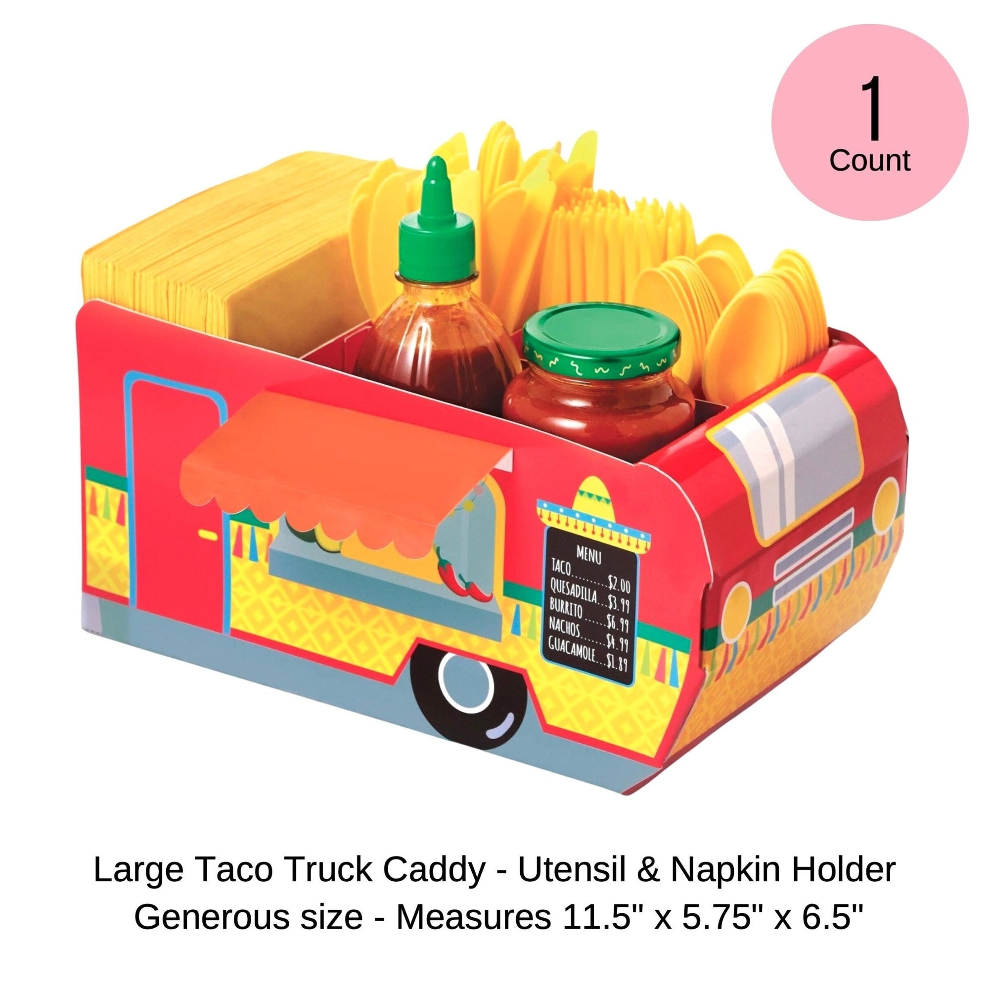Fiesta Taco Truck Utensil & Napkin Holder - Stesha Party