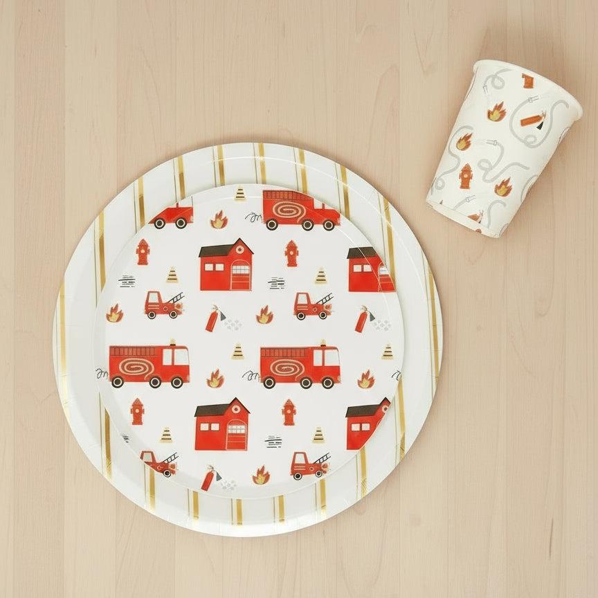 Fire Truck Plates 8ct - Stesha Party