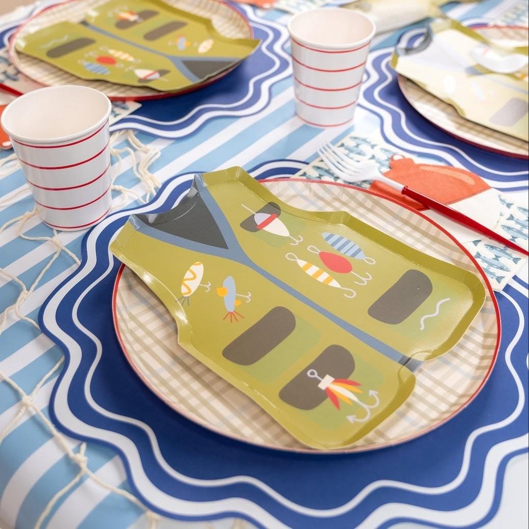 Fishing Vest Plates 8ct - Stesha Party