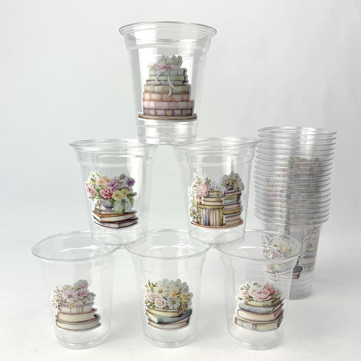 Floral Book Party Cups 24ct 12oz Plastic Cups - Stesha Party