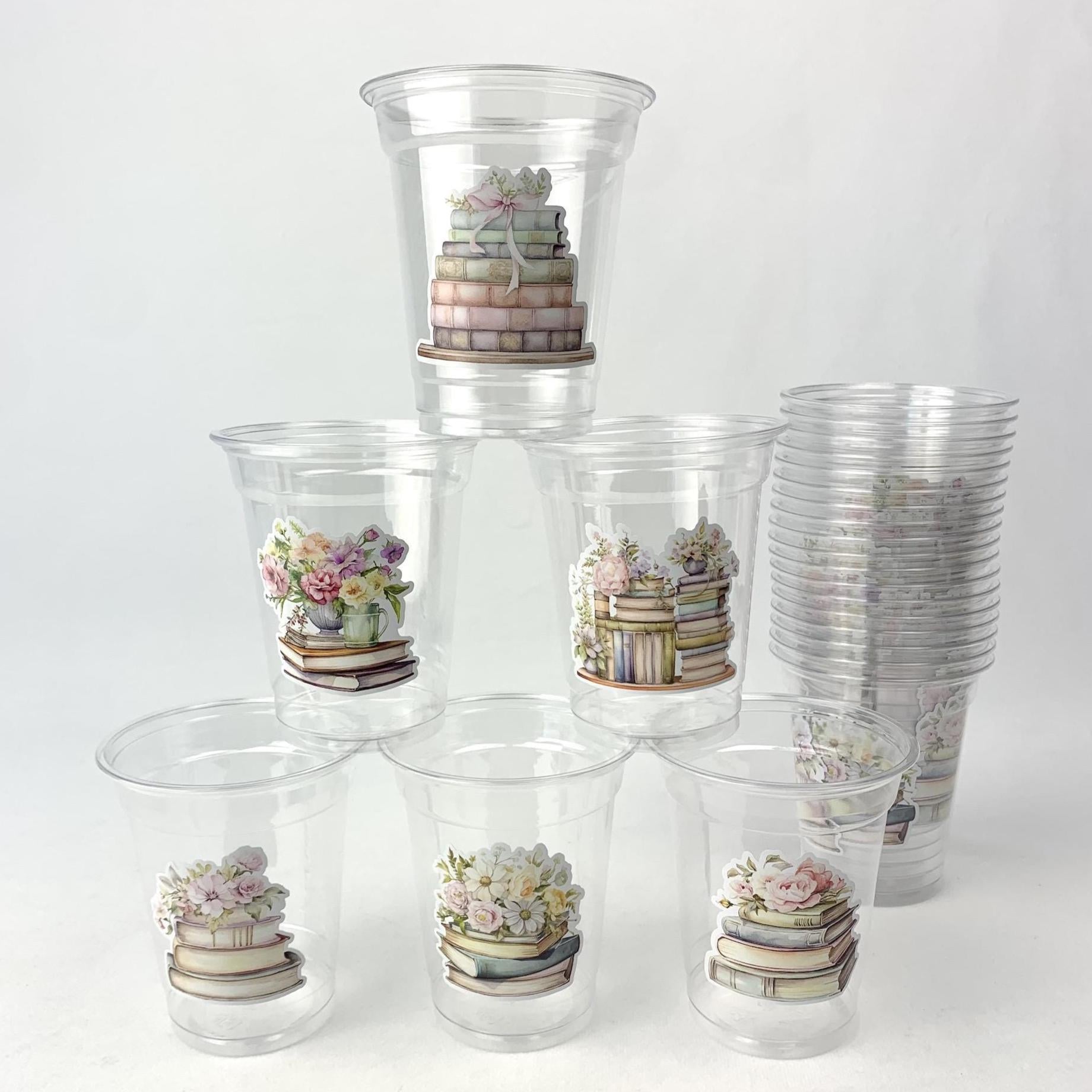 Floral Book Party Cups 24ct 12oz Plastic Cups - Stesha Party