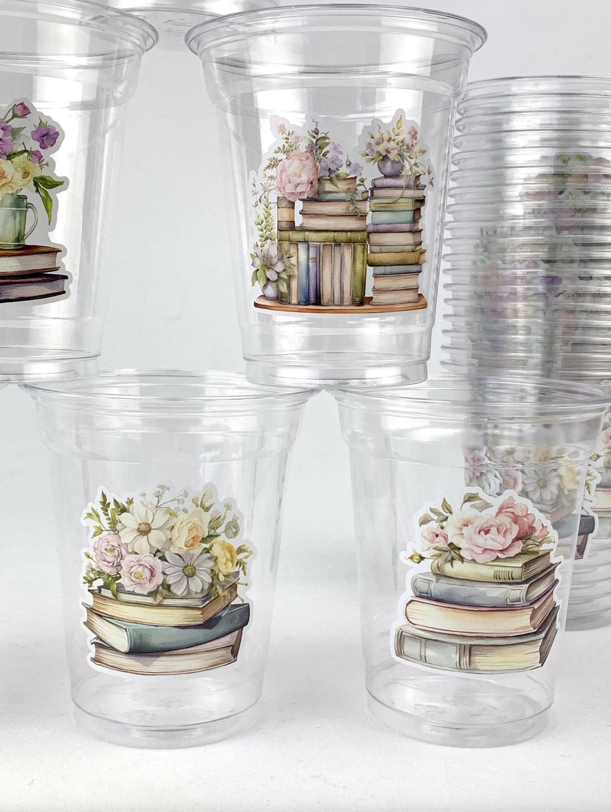 Floral Book Party Cups 24ct 12oz Plastic Cups - Stesha Party