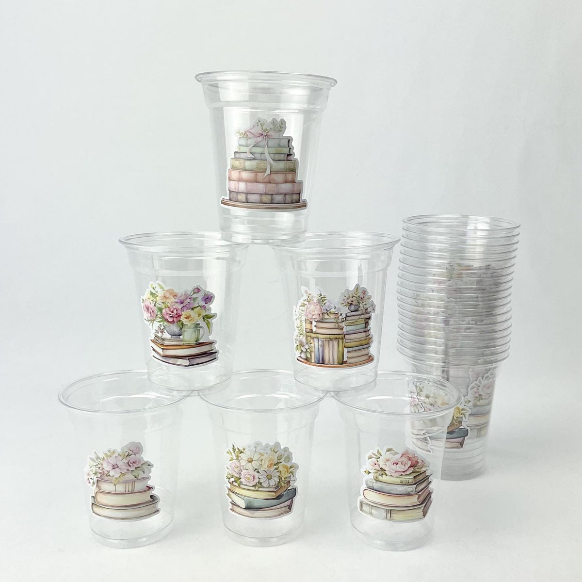 Floral Book Party Cups 24ct 12oz Plastic Cups - Stesha Party