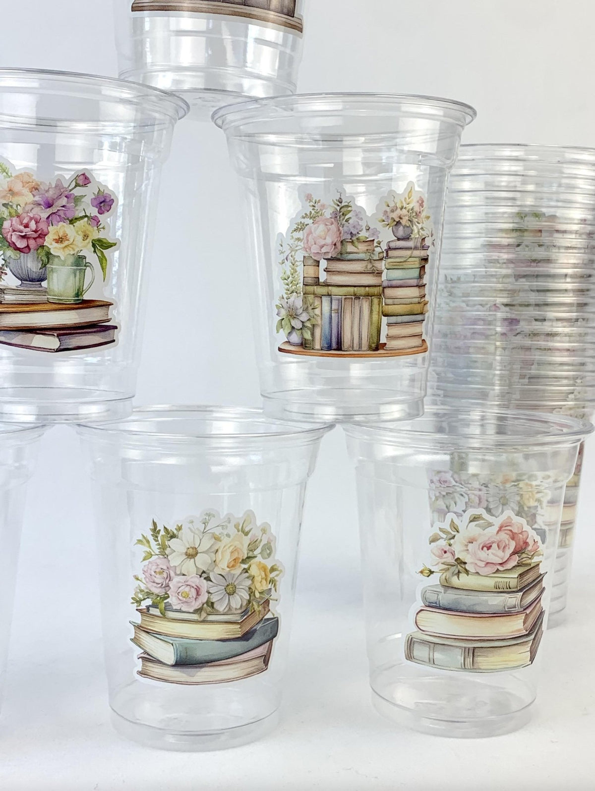 Floral Book Party Cups 24ct 12oz Plastic Cups - Stesha Party