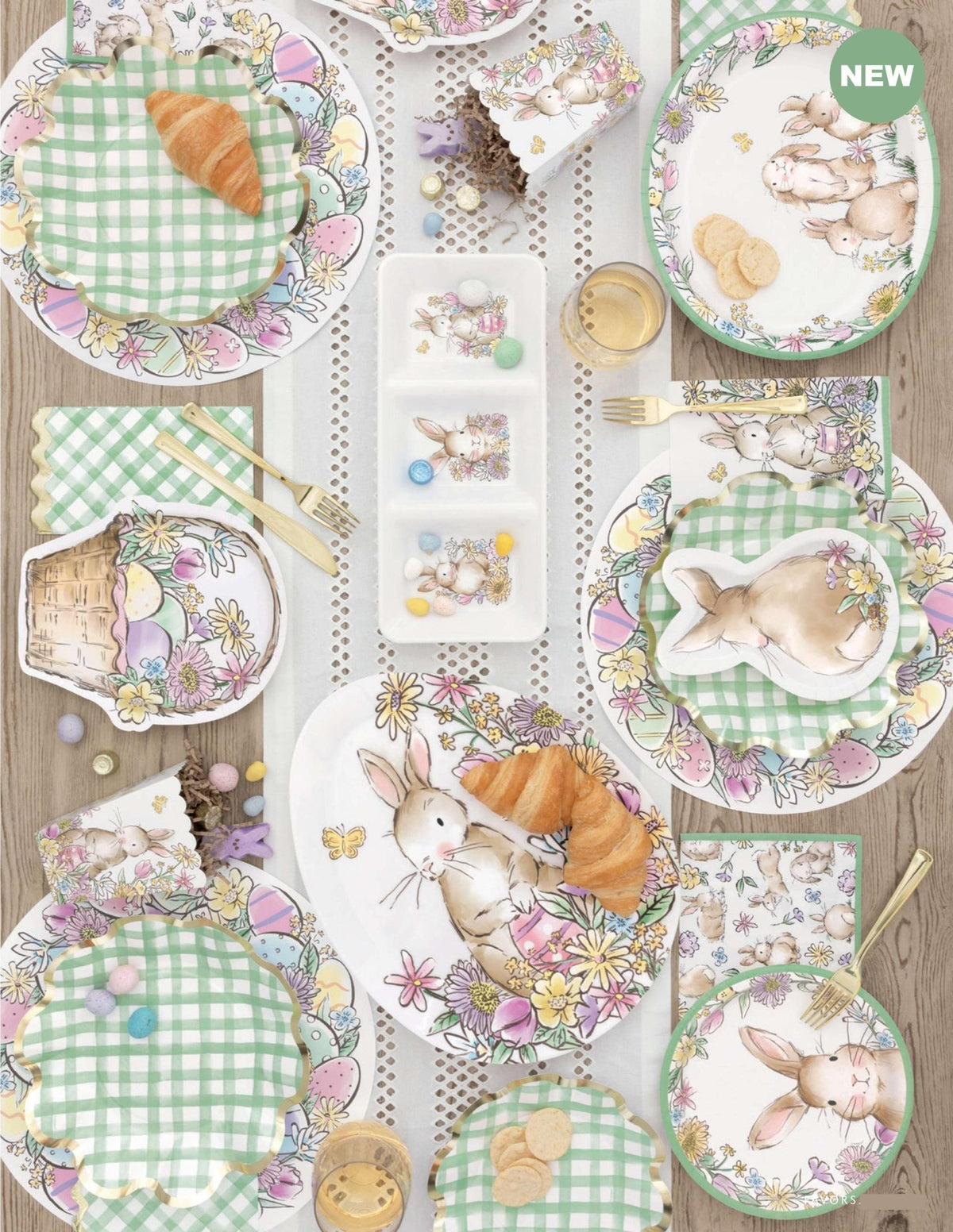 Floral Bunny Rabbit Paper Serving Platters 8ct - Stesha Party