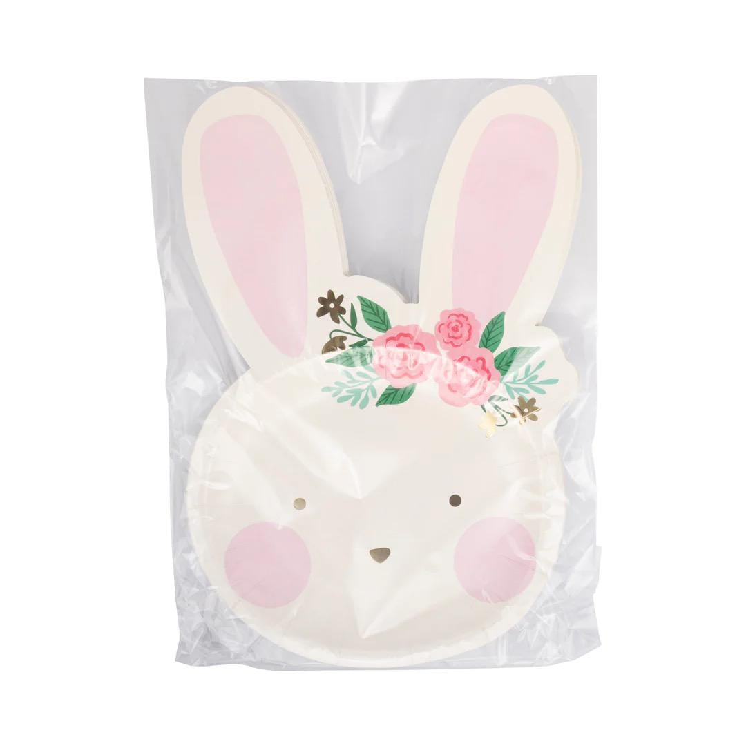 Floral Bunny Shaped Paper Plates 8ct - Stesha Party