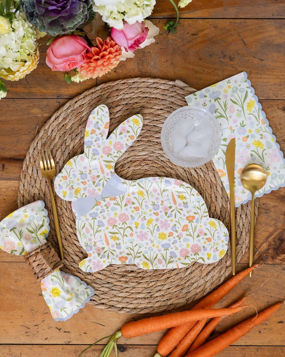 Floral Bunny Shaped Plates 8ct - Stesha Party
