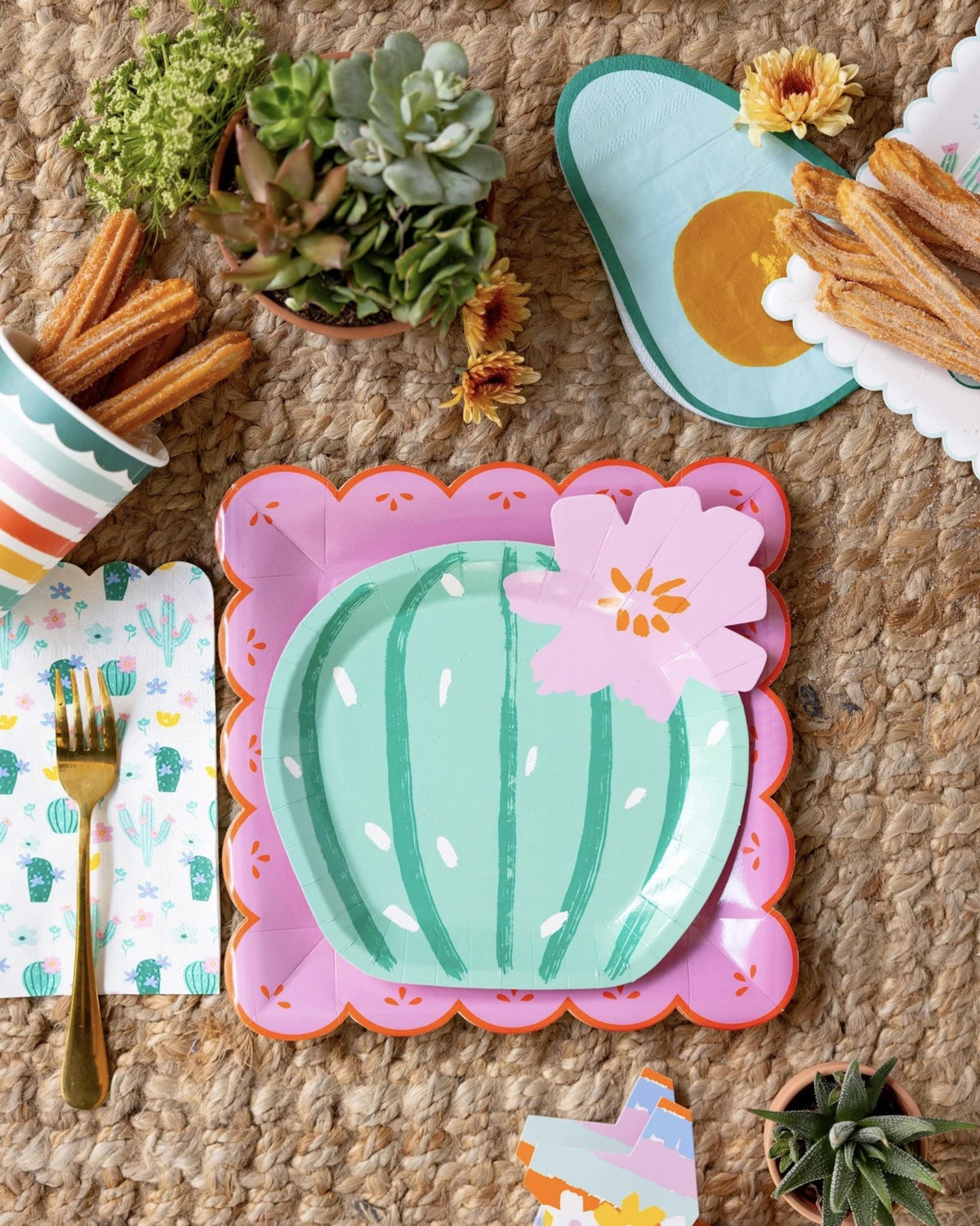 Floral Cactus Plates - Stesha Party