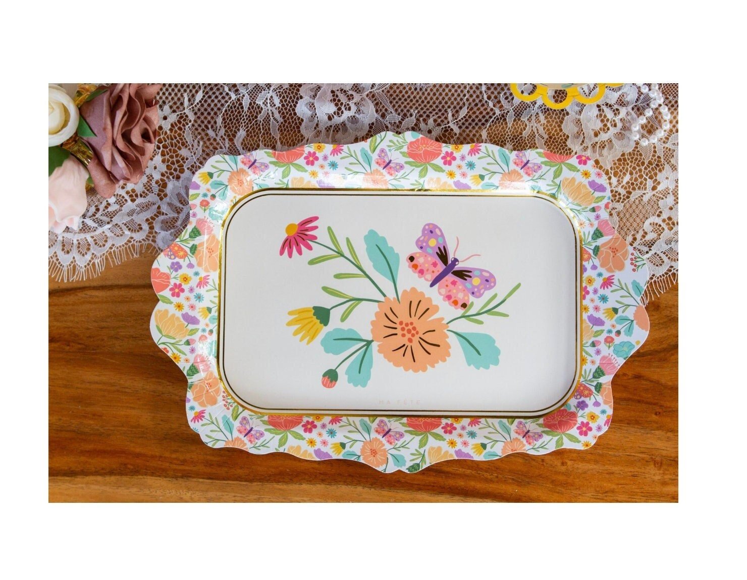 Floral Party Platters 4ct - Stesha Party