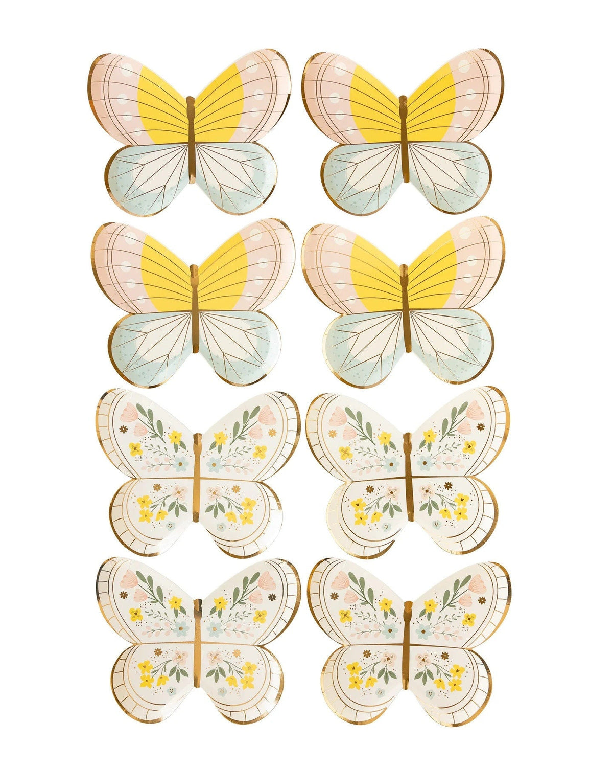 Floral Pastel Butterfly Plates - Stesha Party