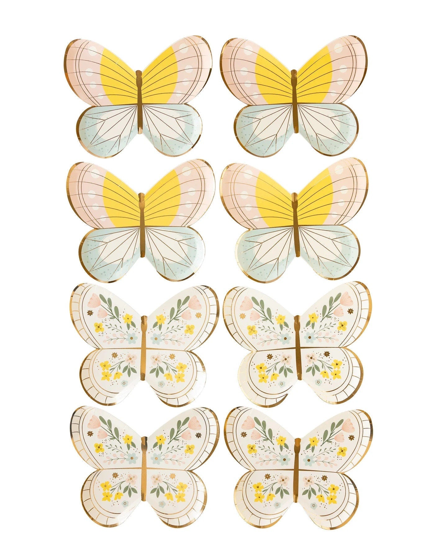 Floral Pastel Butterfly Plates - Stesha Party