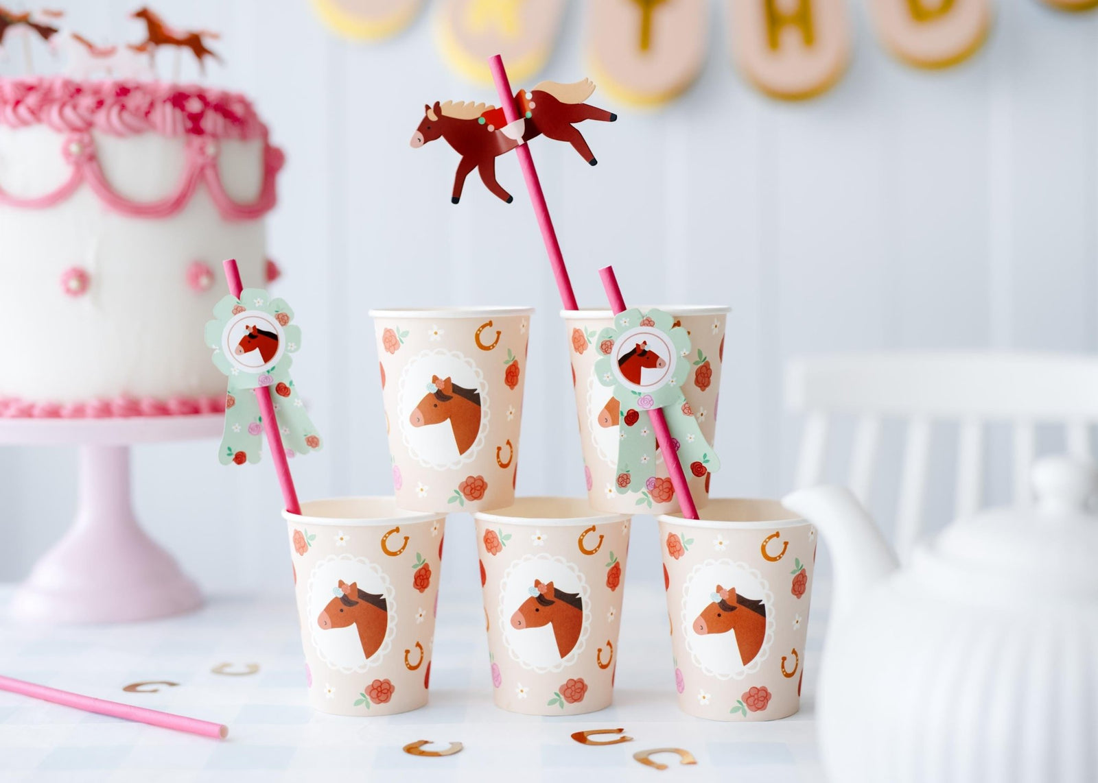 Floral Pony Straws 6ct - Stesha Party