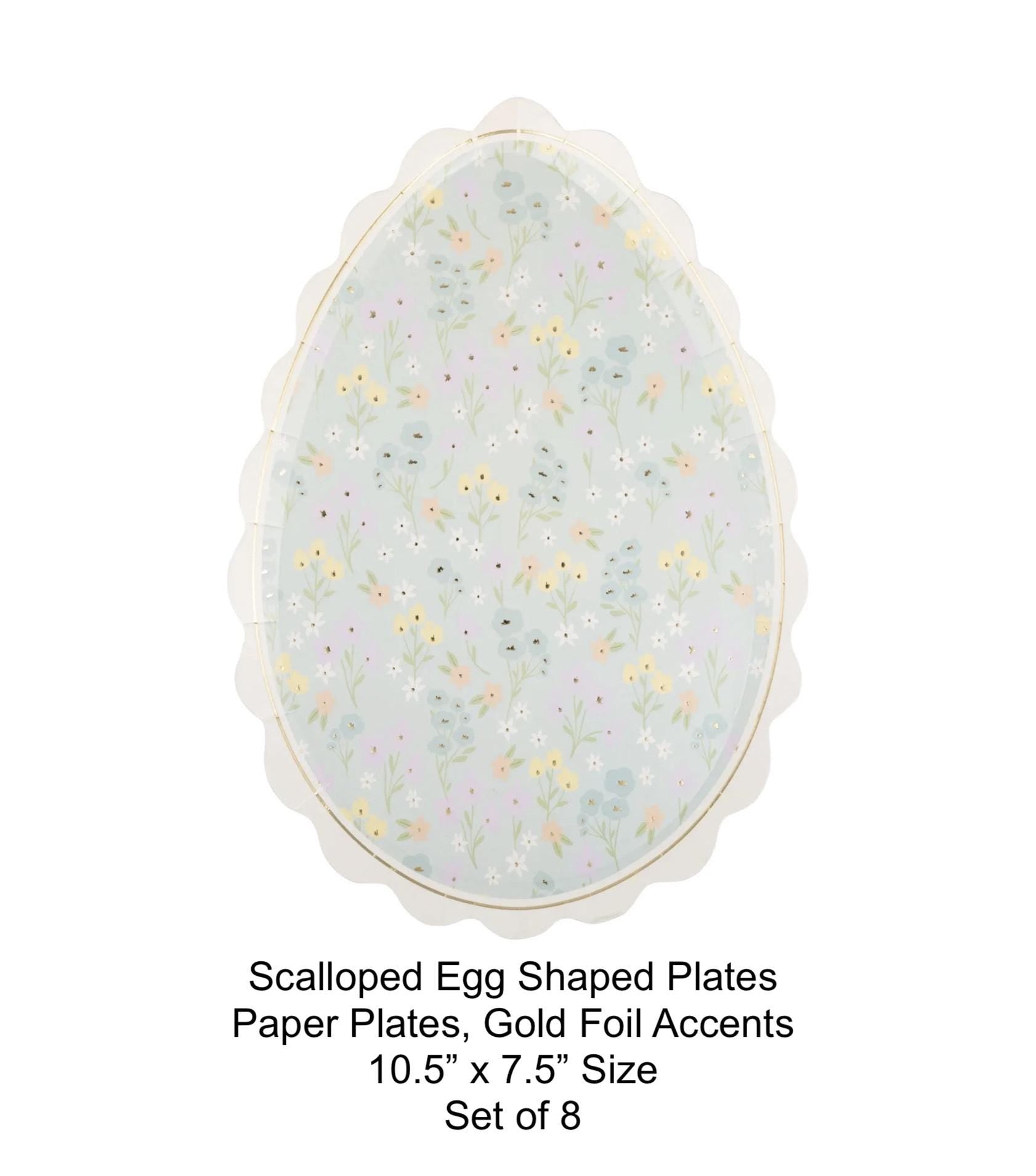 Floral Spring Easter Egg Paper Plates 8ct - Stesha Party