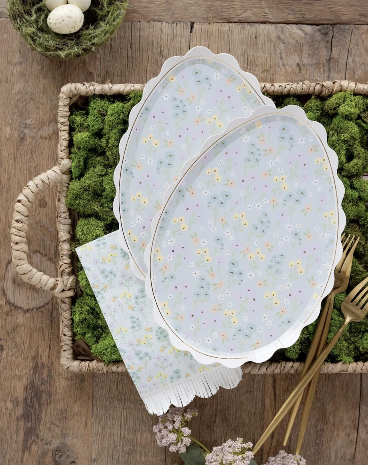 Floral Spring Easter Egg Paper Plates 8ct - Stesha Party