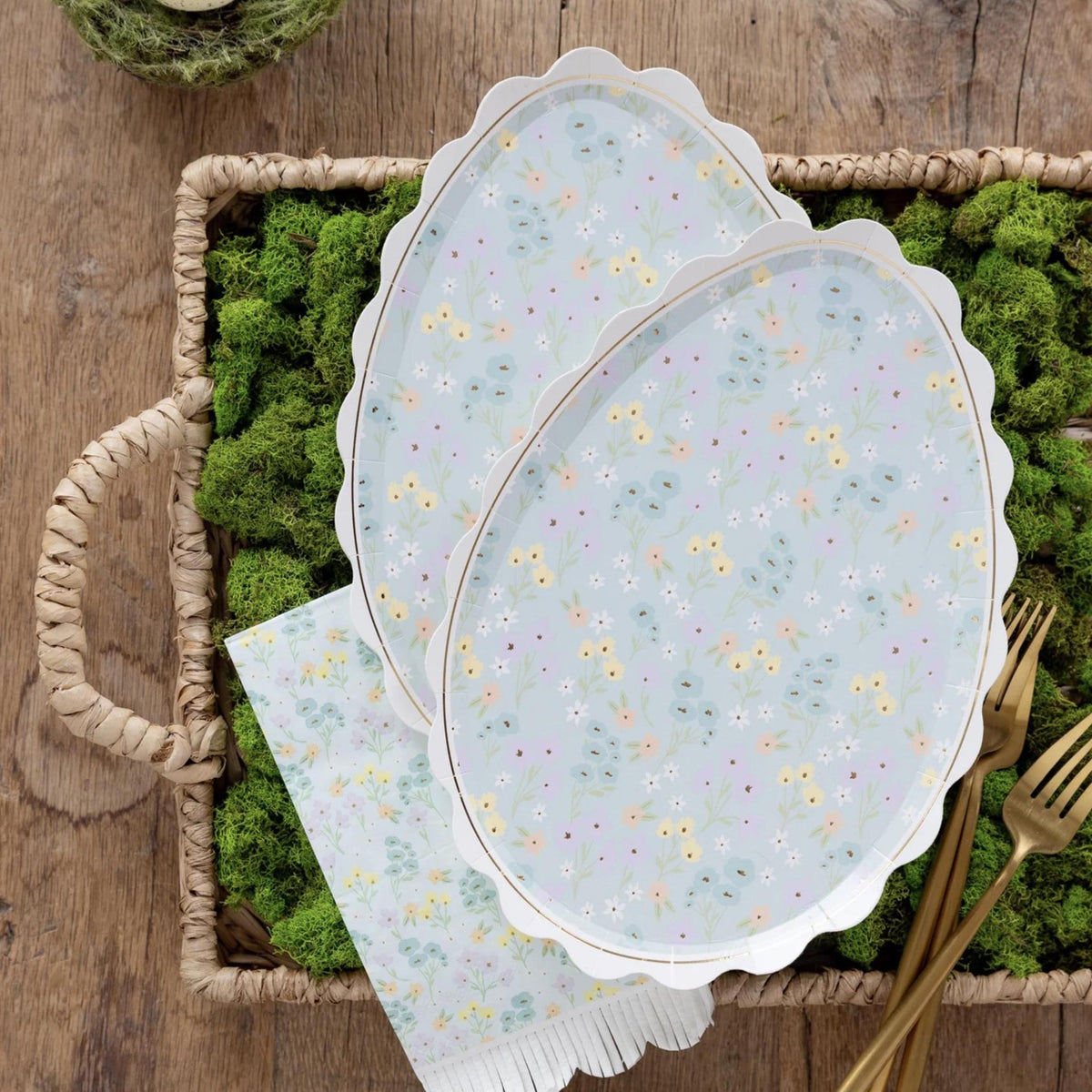 Floral Spring Easter Egg Paper Plates 8ct - Stesha Party