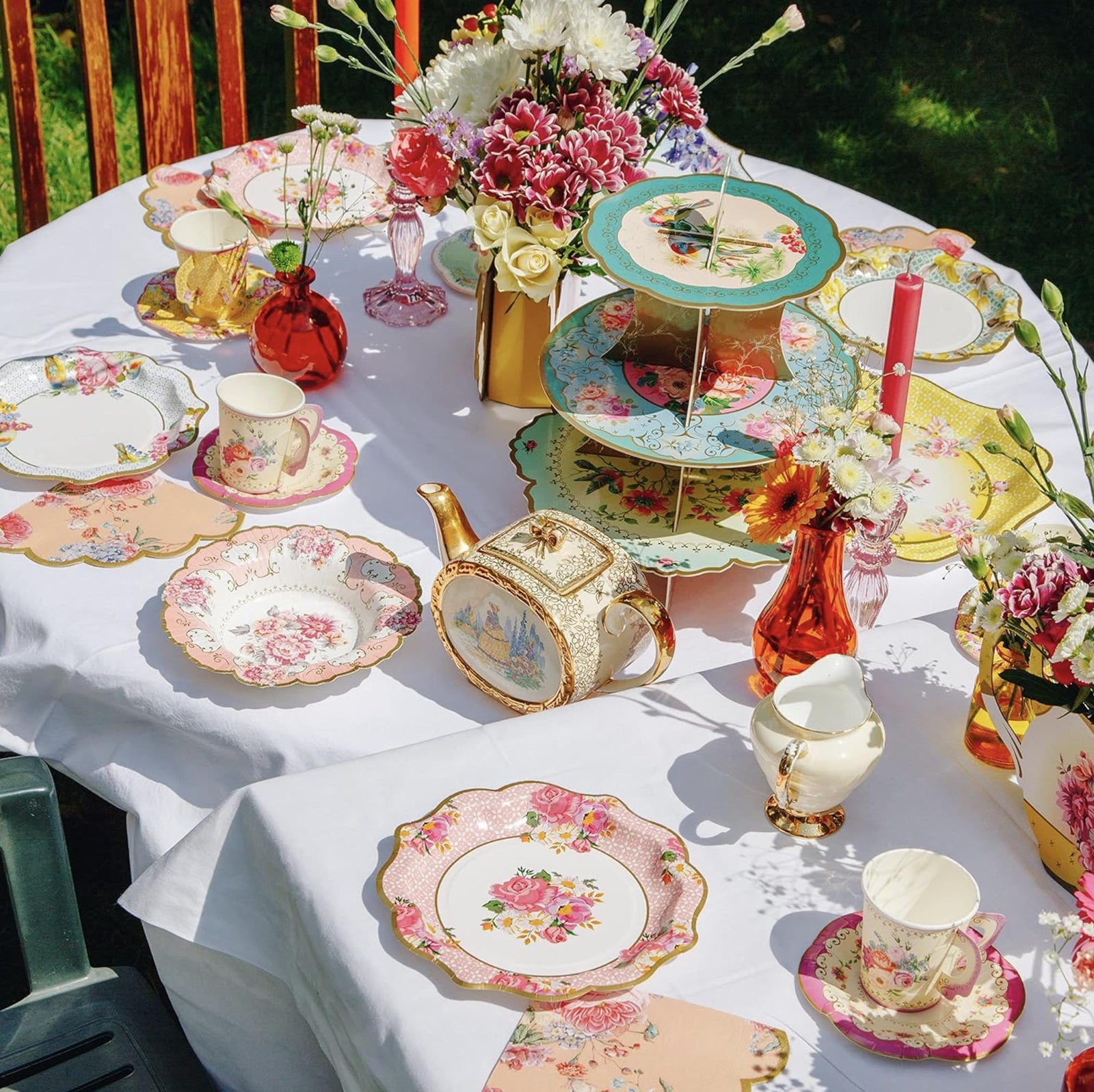 Floral Tea Party Paper Plates 12ct - Stesha Party