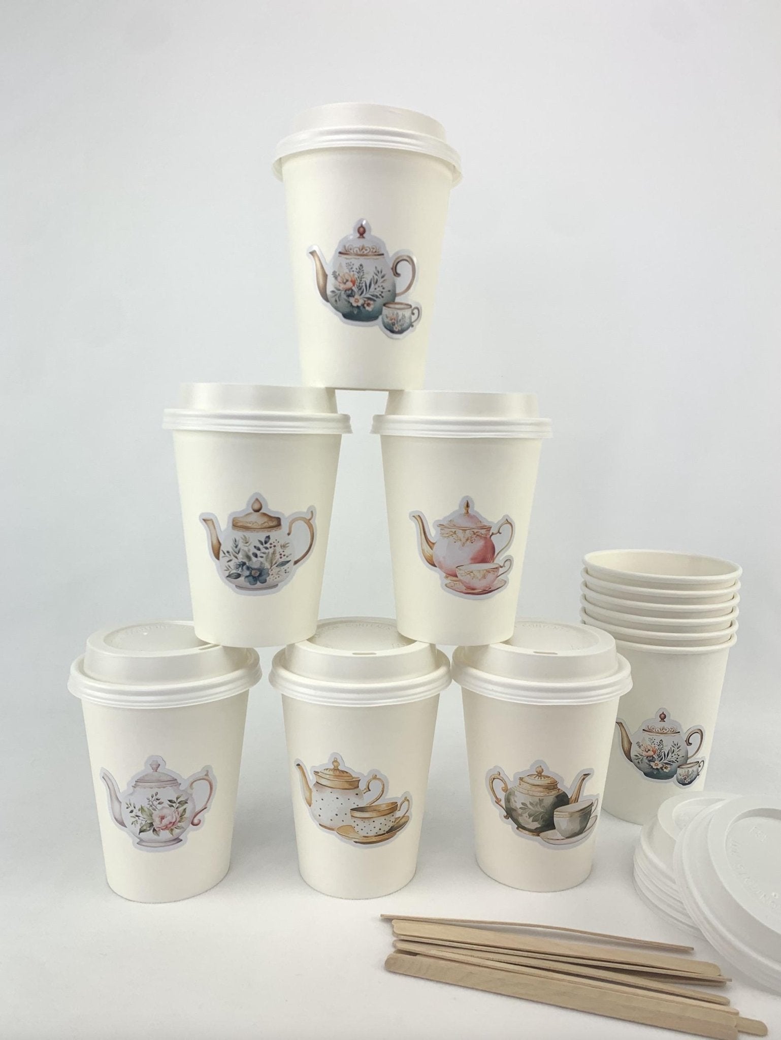 Floral Teapot Hot Coffee Cups - Stesha Party