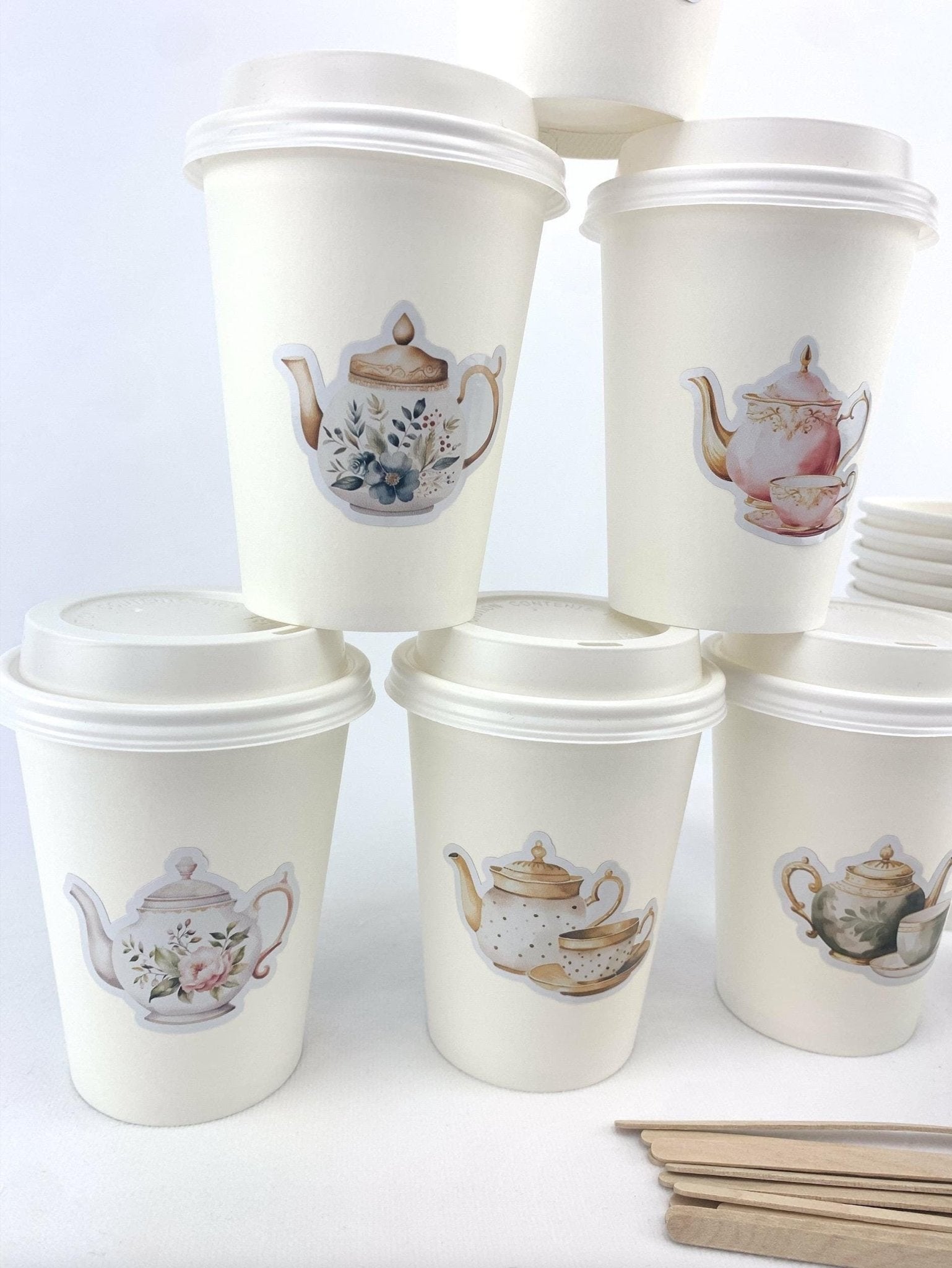 Floral Teapot Hot Coffee Cups - Stesha Party