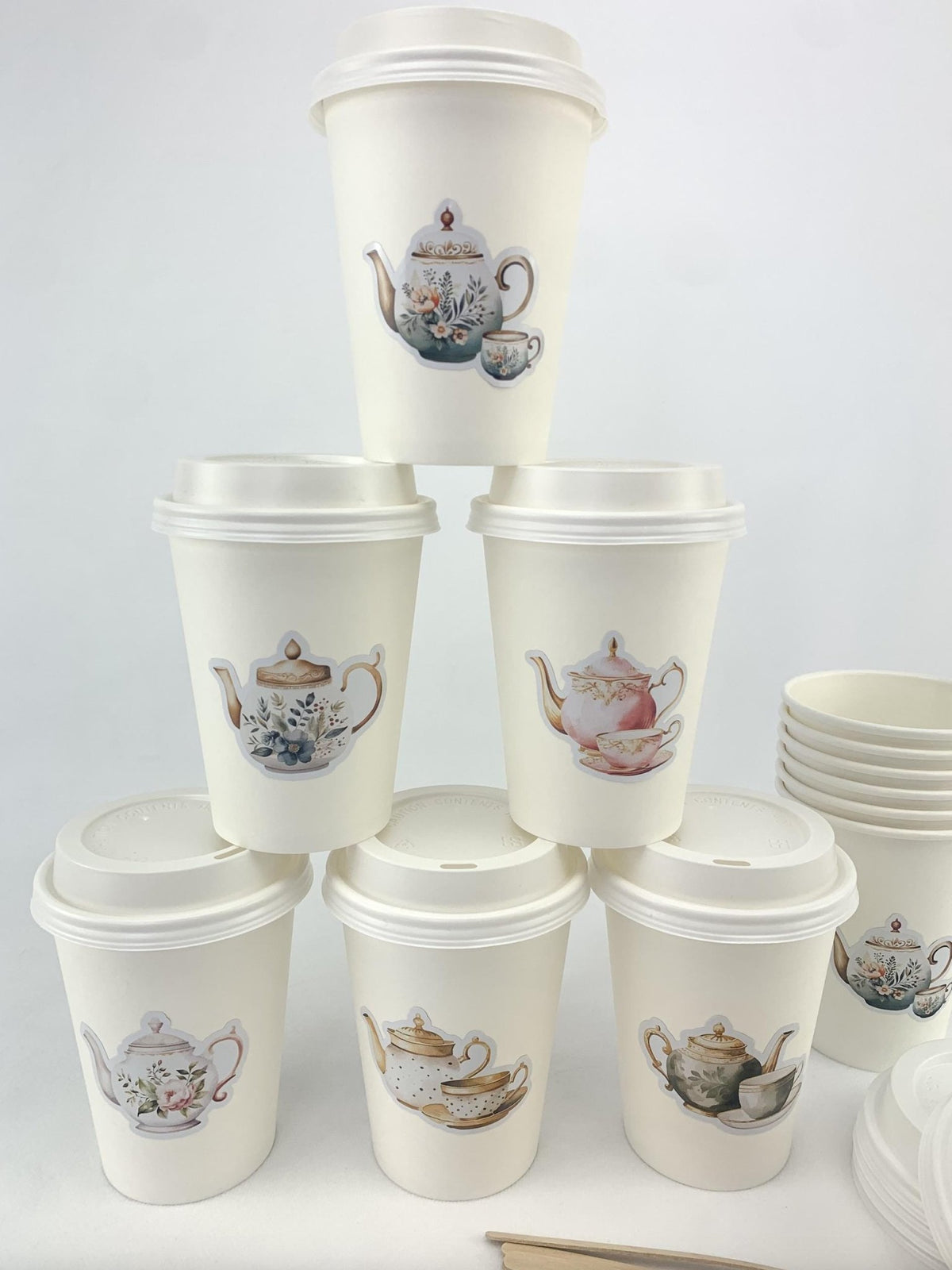 Floral Teapot Hot Coffee Cups - Stesha Party