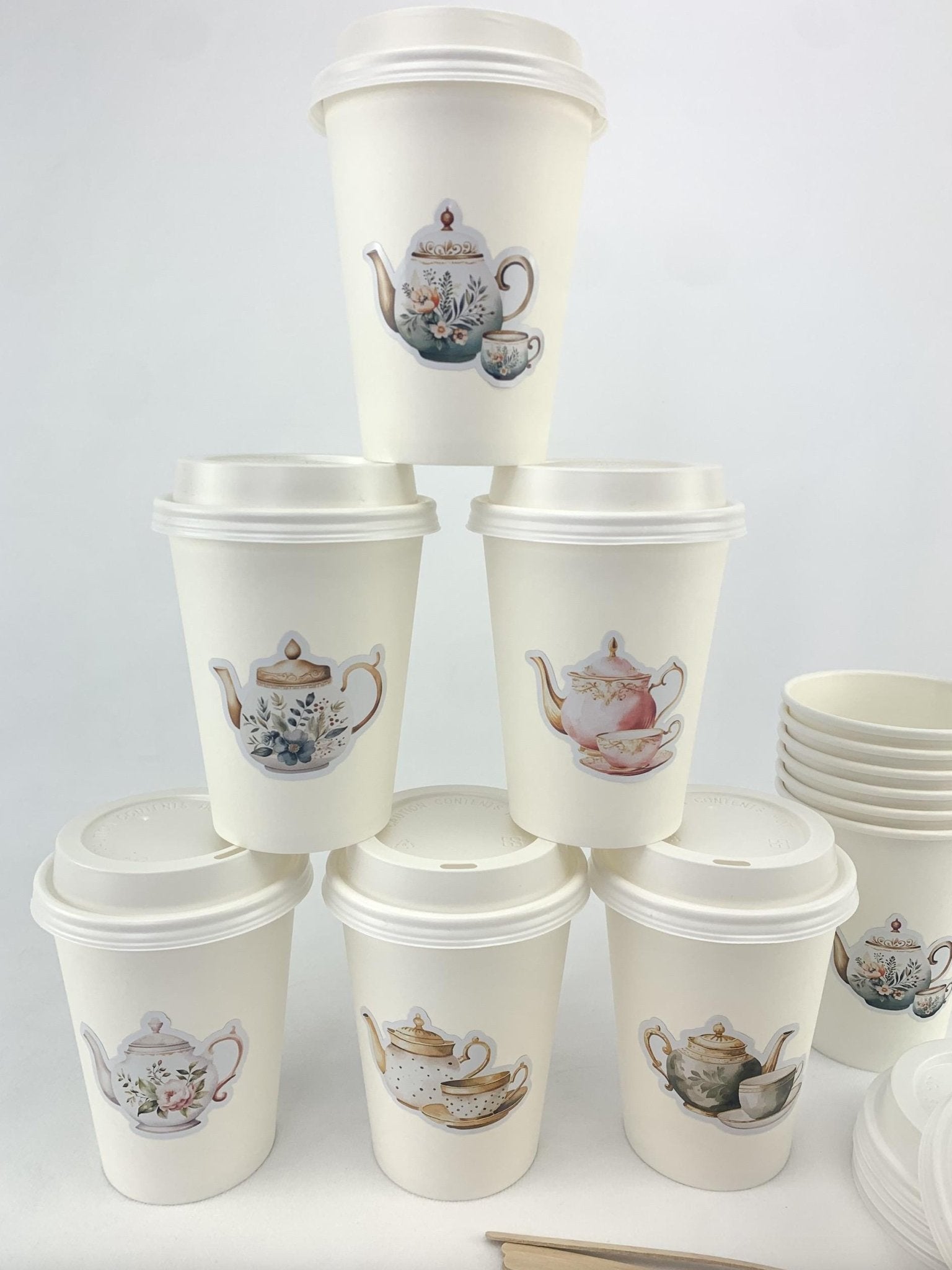 Floral Teapot Hot Coffee Cups - Stesha Party