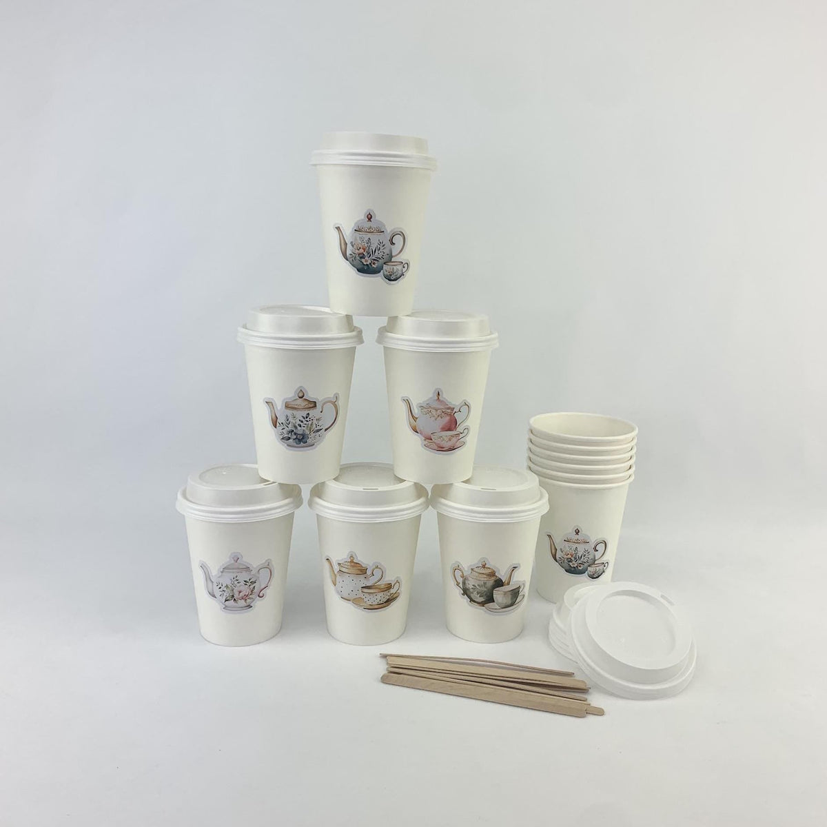 Floral Teapot Hot Coffee Cups - Stesha Party