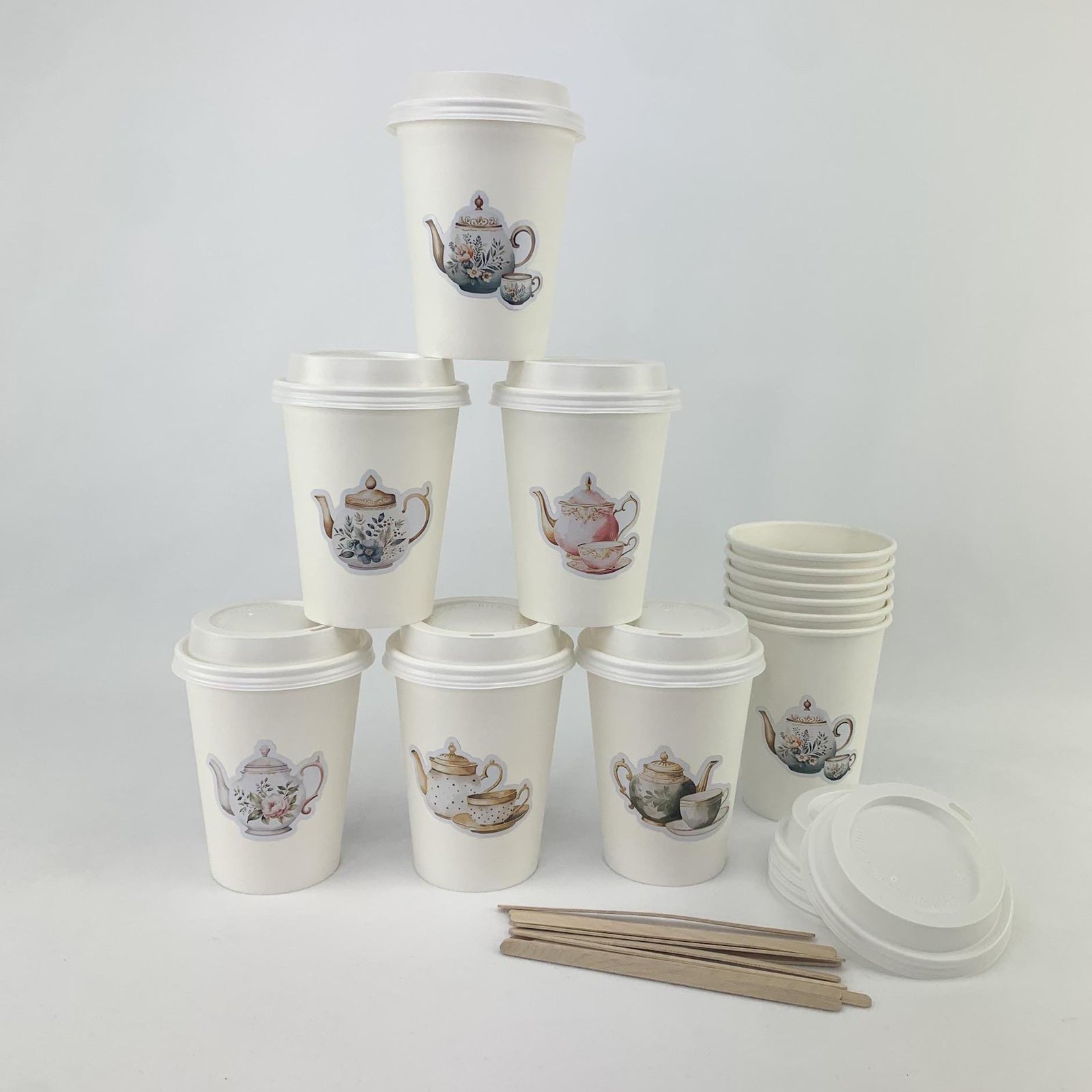 Floral Teapot Hot Coffee Cups - Stesha Party