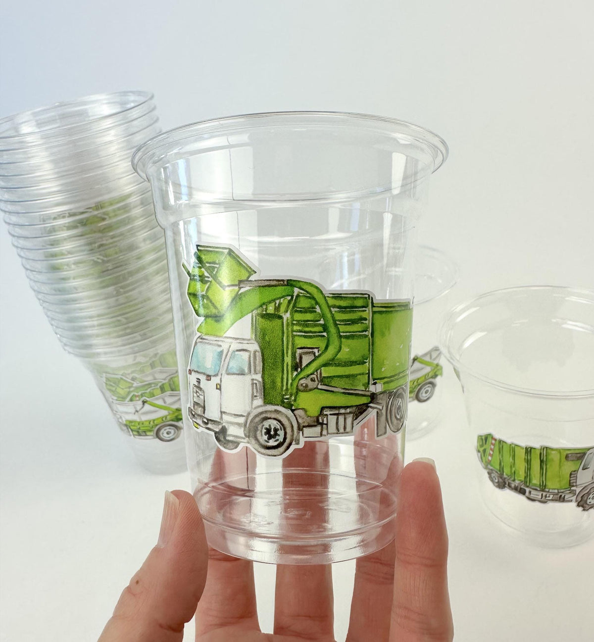 Garbage Truck Birthday Cups 24ct 12oz Plastic - Stesha Party