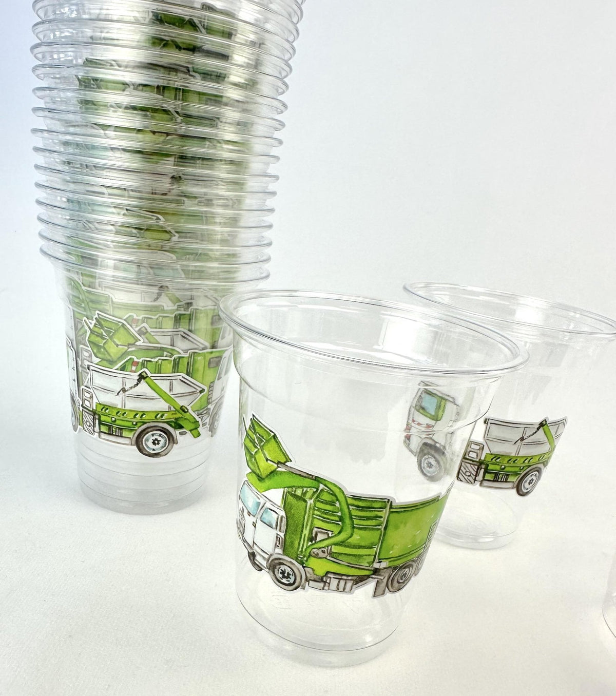 Garbage Truck Birthday Cups 24ct 12oz Plastic - Stesha Party