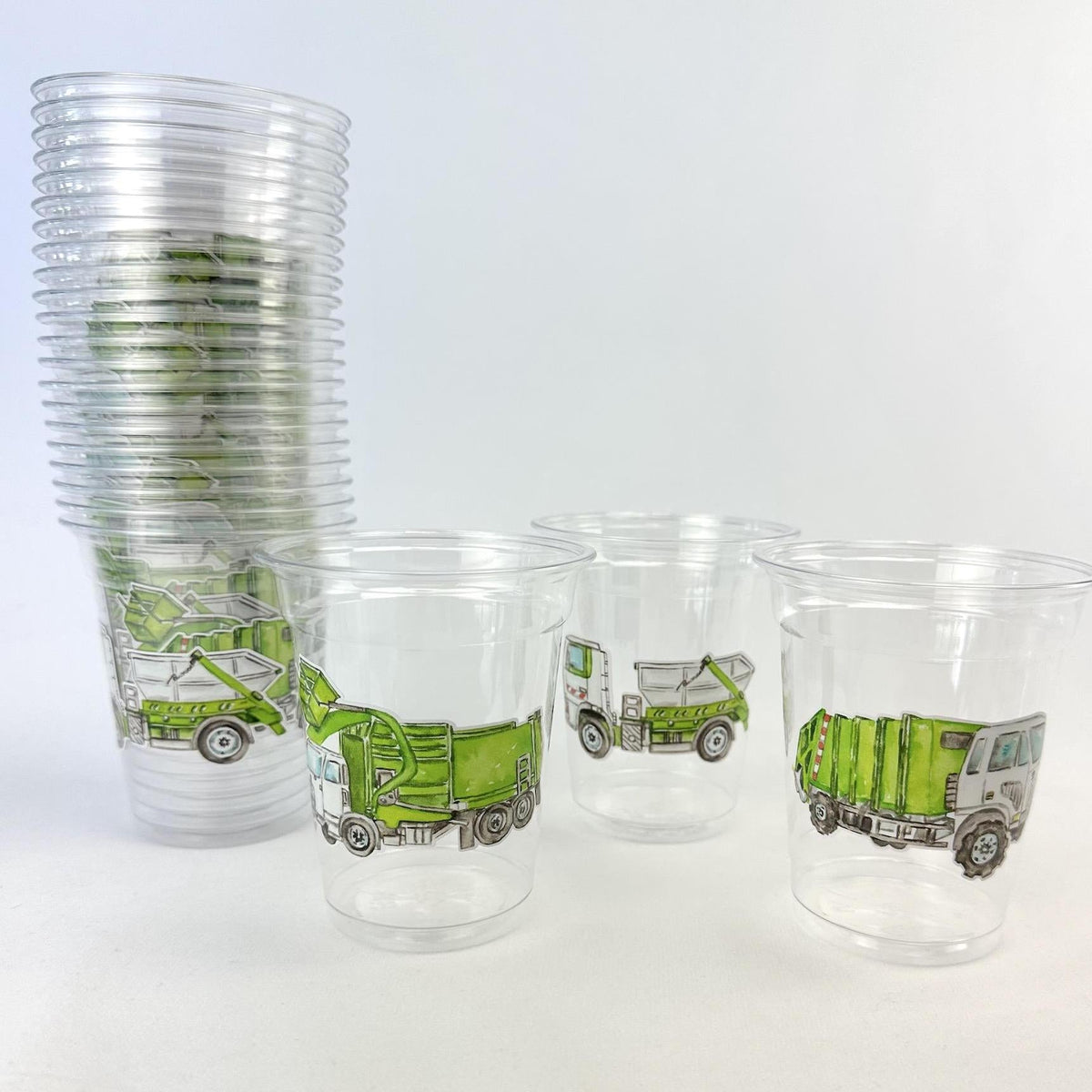 Garbage Truck Birthday Cups 24ct 12oz Plastic - Stesha Party