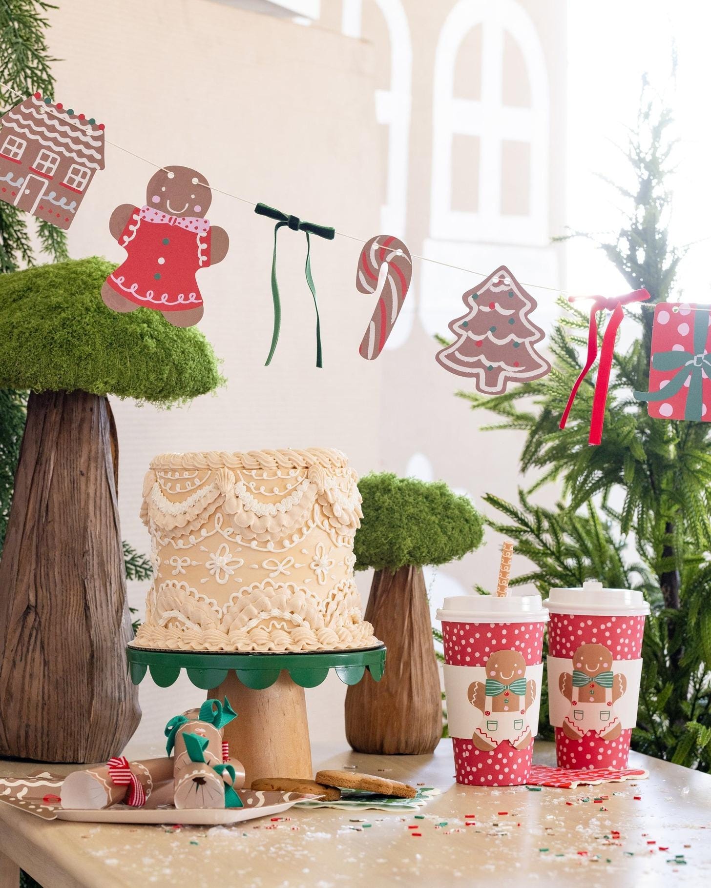 Gingerbread Banner Christmas Garland 5ft - Stesha Party