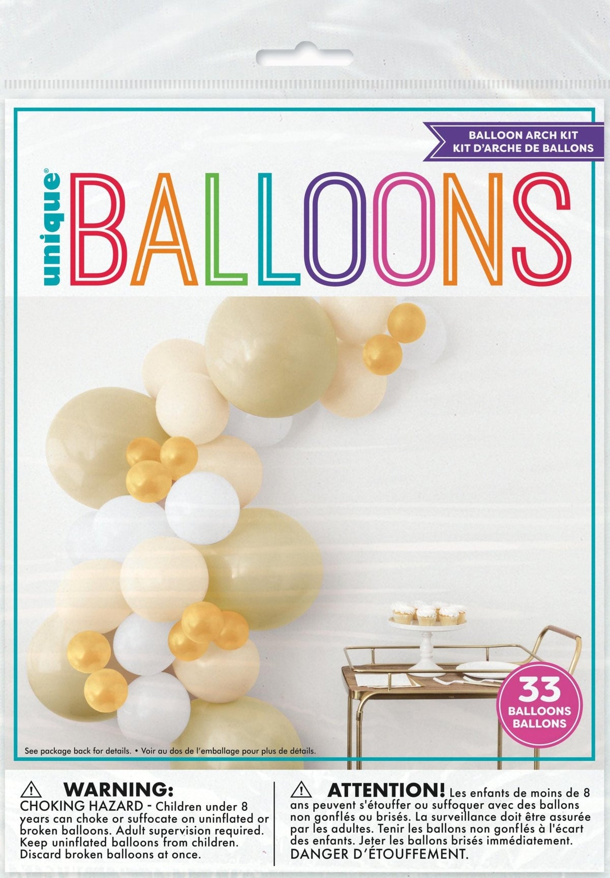 Gold, Beige, Cream and White Balloon Arch Kit 33pc - Stesha Party