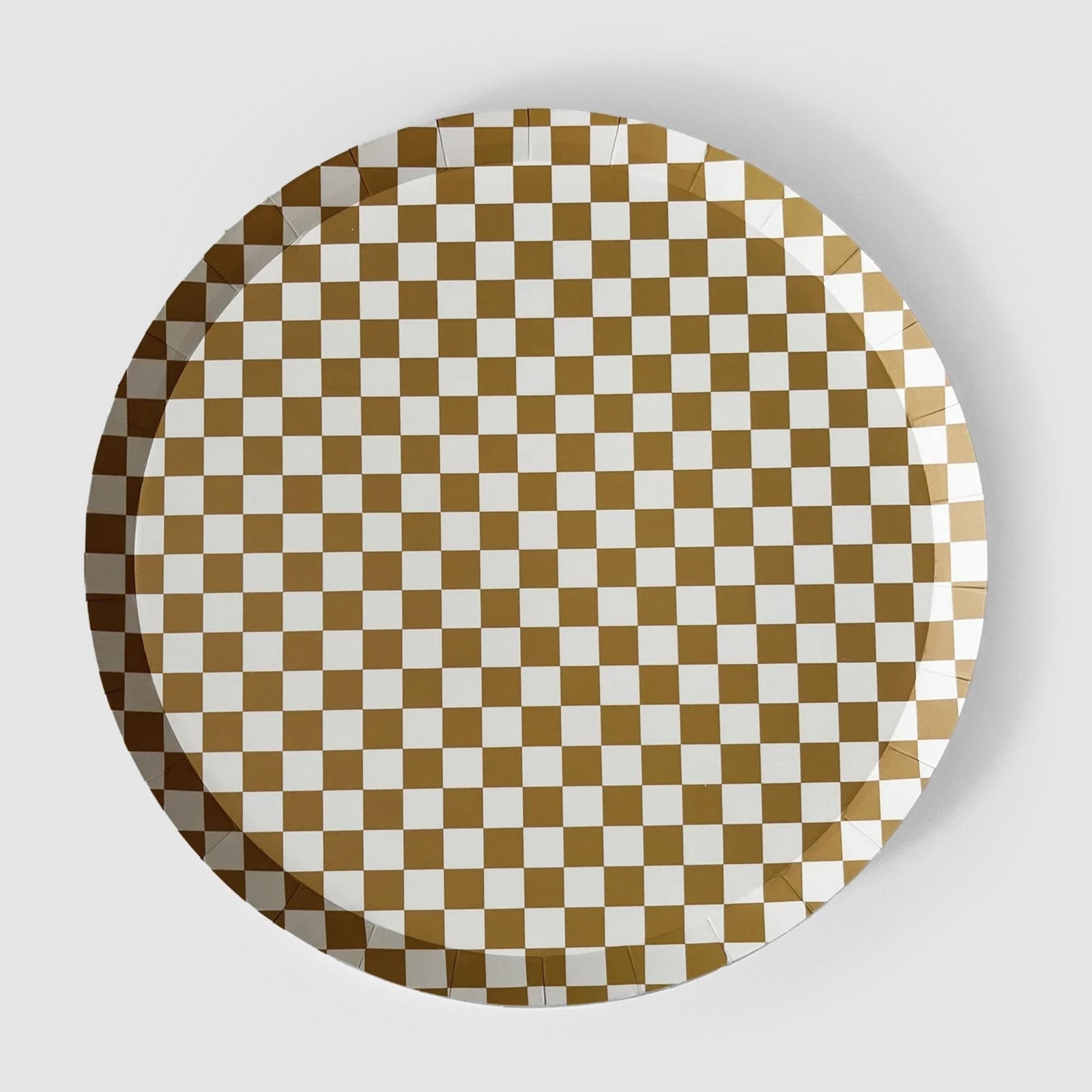Gold Checkered Party Plates 8ct - Stesha Party