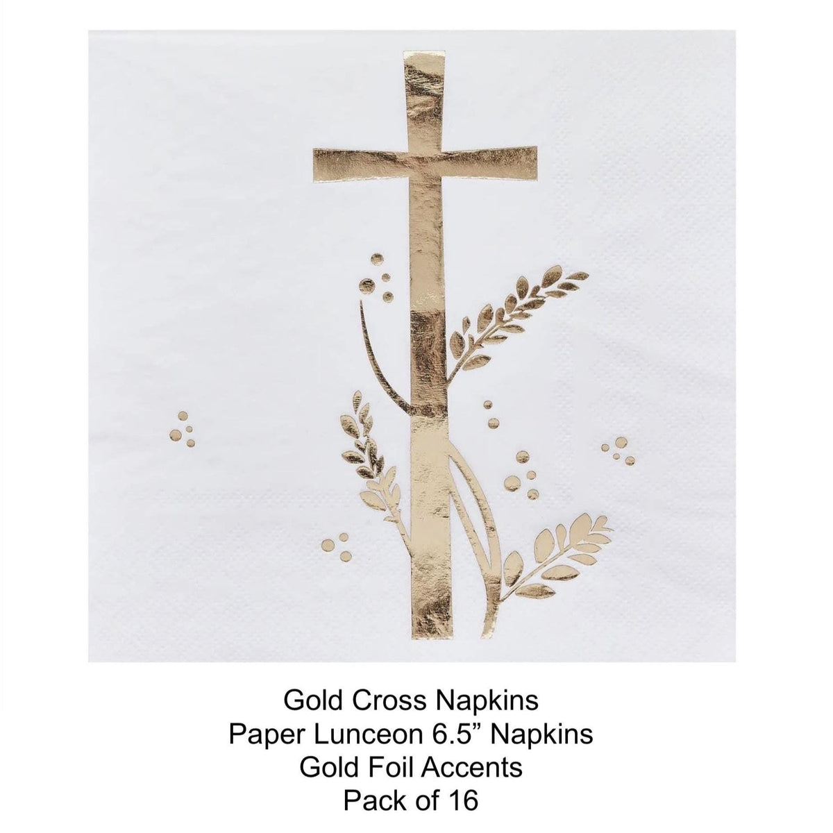Gold Cross Communion Napkins 16ct - Stesha Party