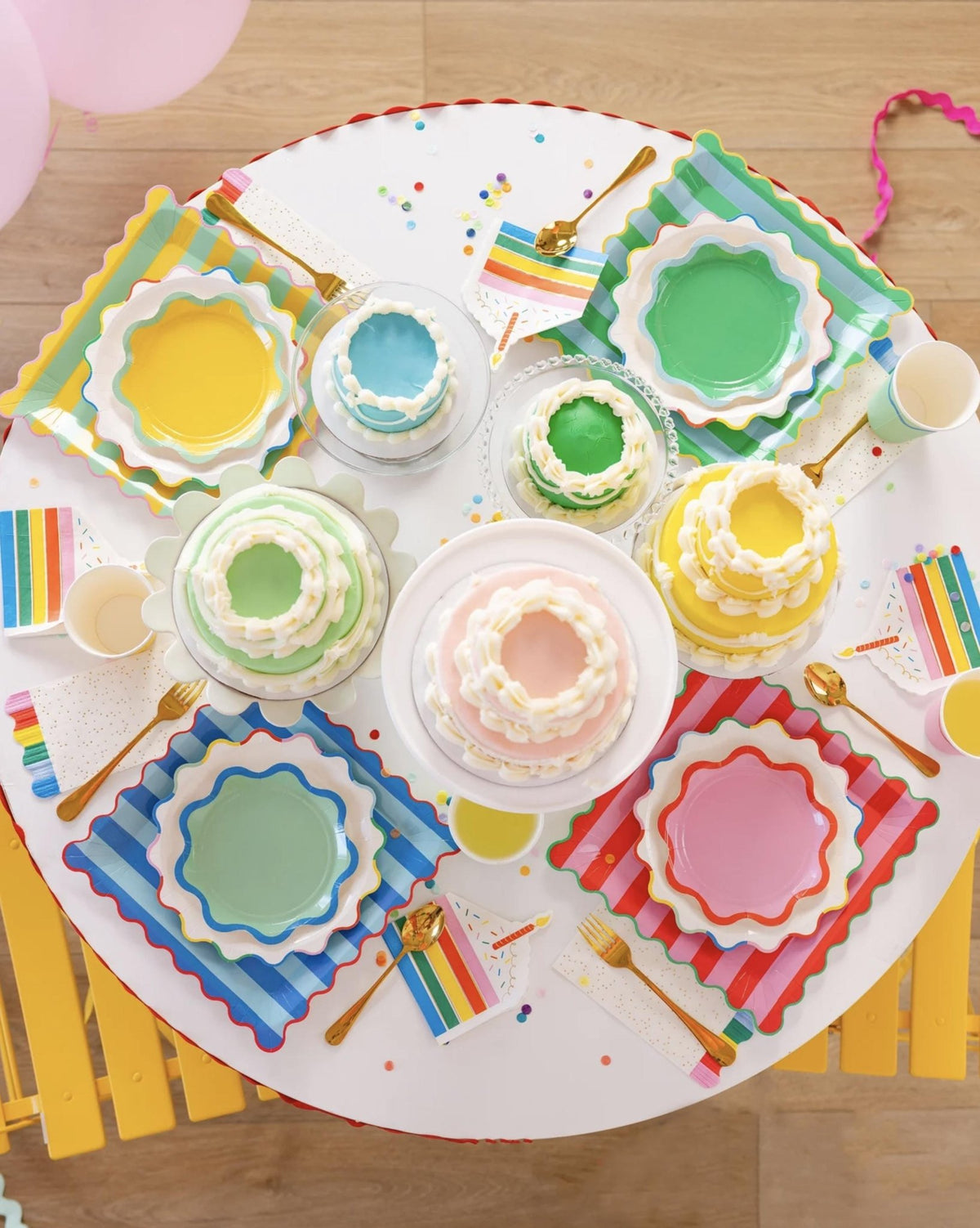 Gold Foil Confetti Rainbow Fringe Napkins 18ct - Stesha Party