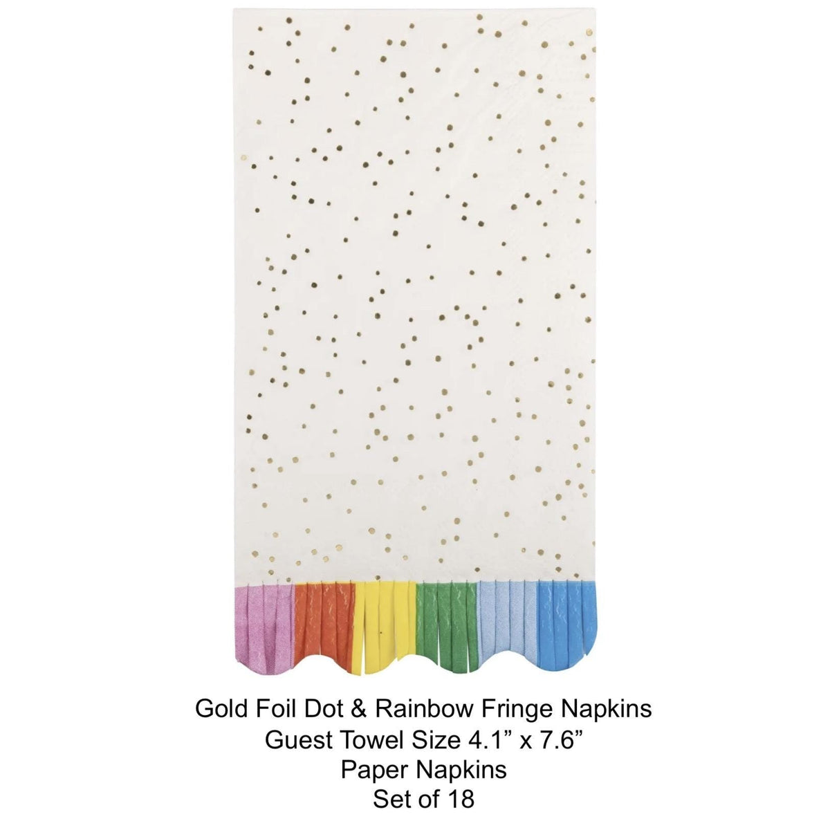 Gold Foil Confetti Rainbow Fringe Napkins 18ct - Stesha Party