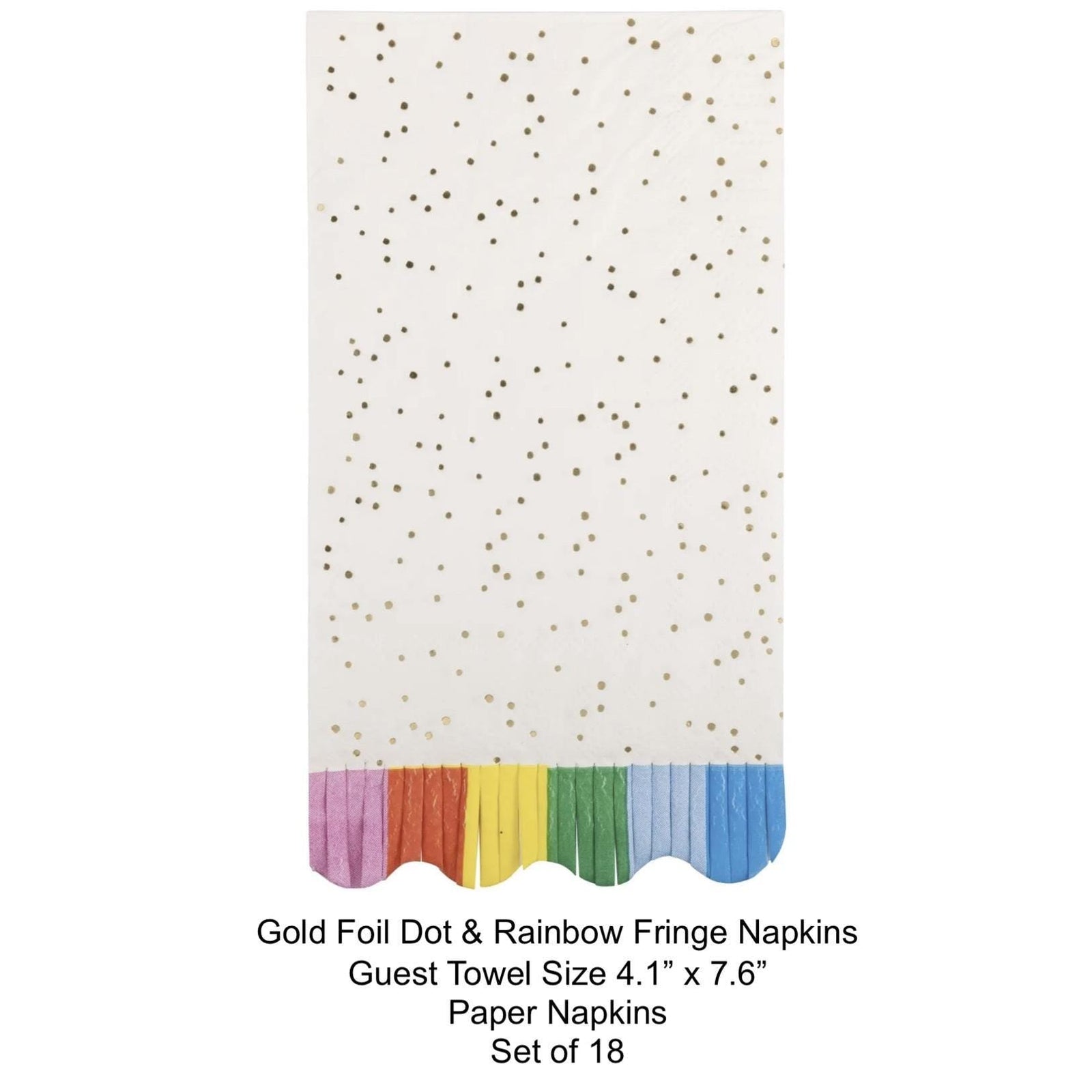 Gold Foil Confetti Rainbow Fringe Napkins 18ct - Stesha Party